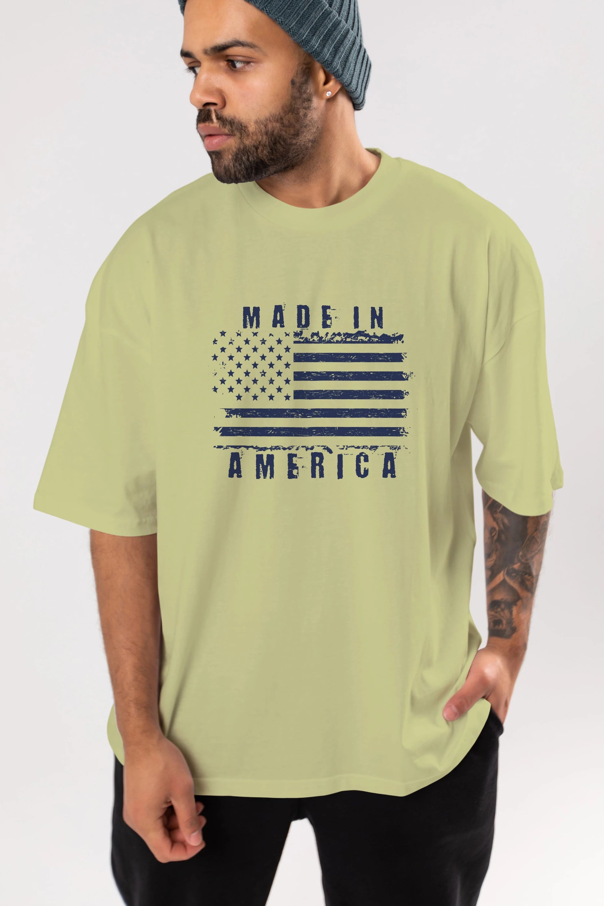 Made in America Ön Baskılı Oversize t-shirt Erkek Kadın Unisex