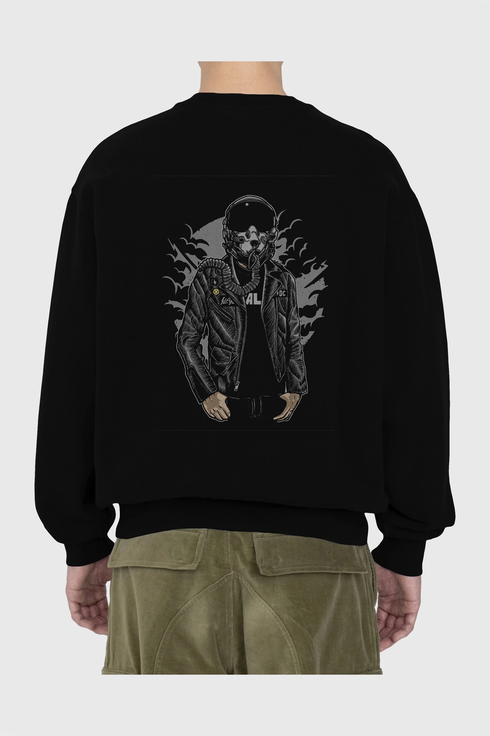 Sky Fighter Arka Baskılı Oversize Sweatshirt Erkek Kadın Unisex