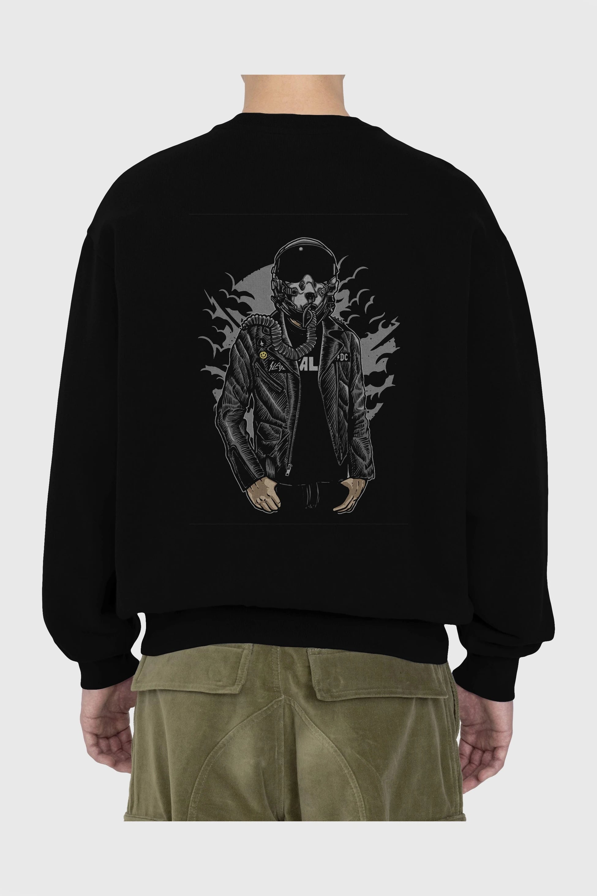 Sky Fighter Arka Baskılı Oversize Sweatshirt Erkek Kadın Unisex
