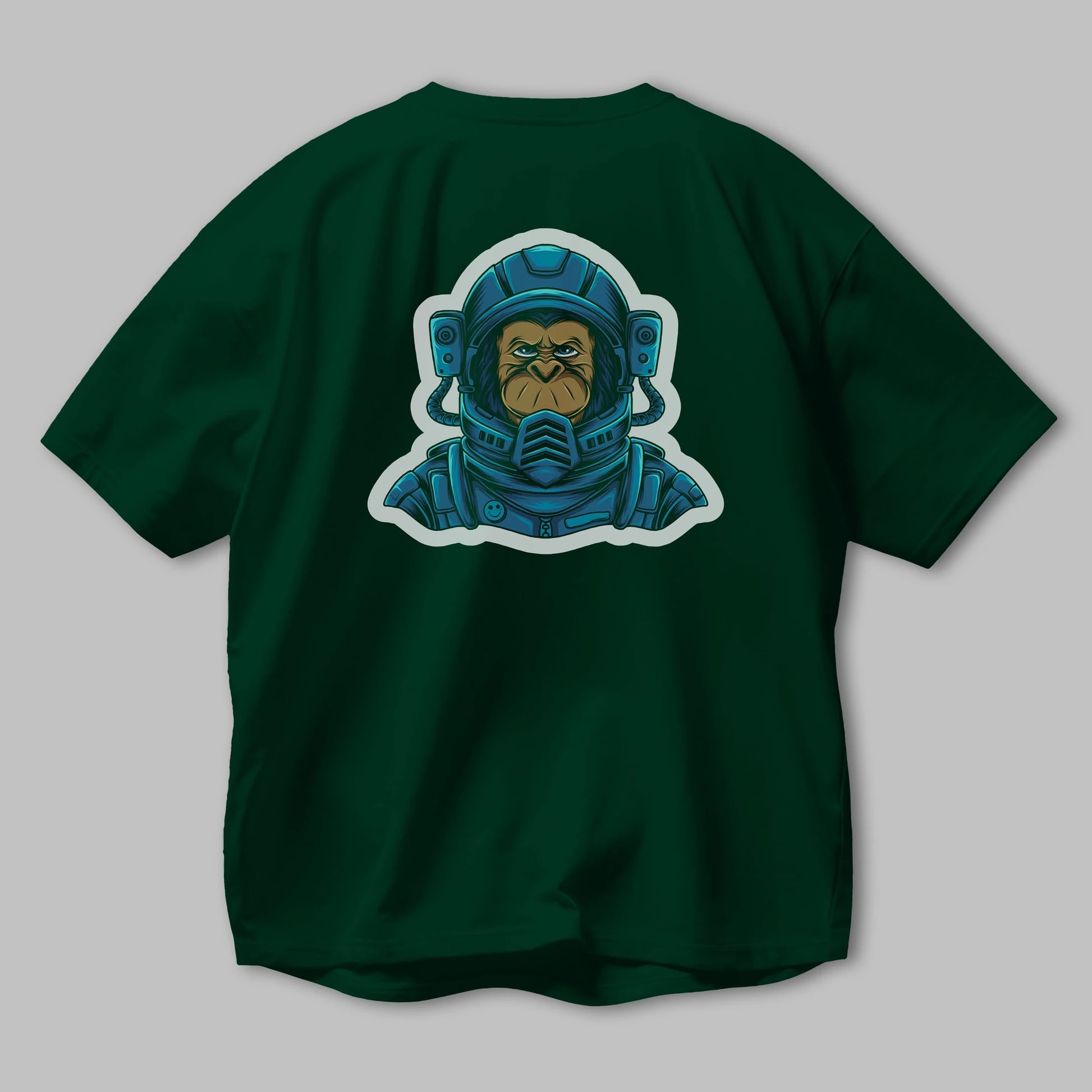 Astromonkey Sticker Arka Baskılı Oversize t-shirt Erkek Kadın Unisex