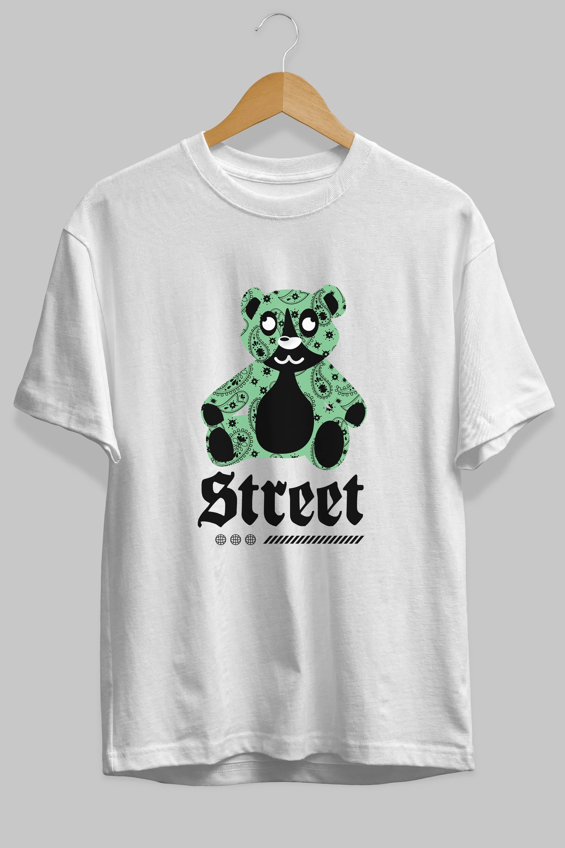 Street Bear Ön Baskılı Oversize t-shirt Erkek Kadın Unisex