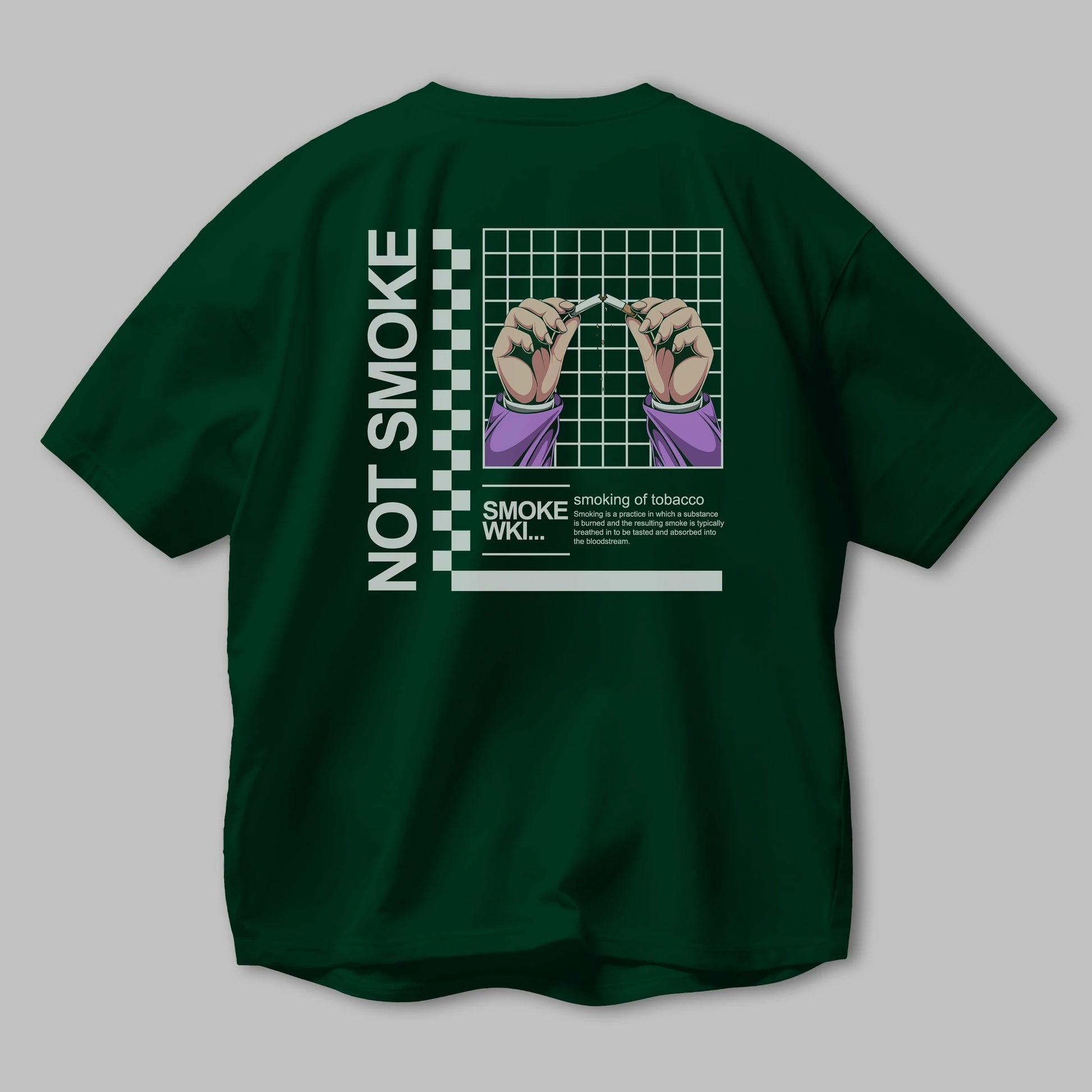Not Smoke Arka Baskılı Oversize t-shirt Erkek Kadın Unisex