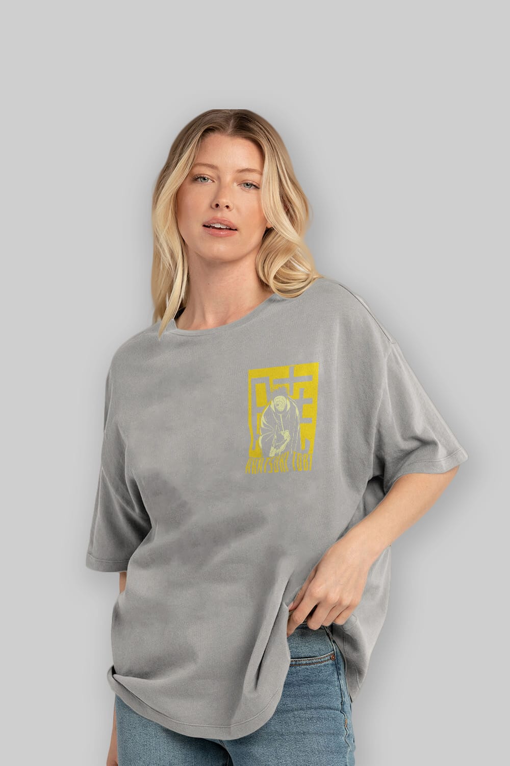 AKATSUKI OBITO NARUTO Ön Sol Baskılı Oversize t-shirt Erkek Kadın Unisex %100 Pamuk Bisiklet Yaka tişort