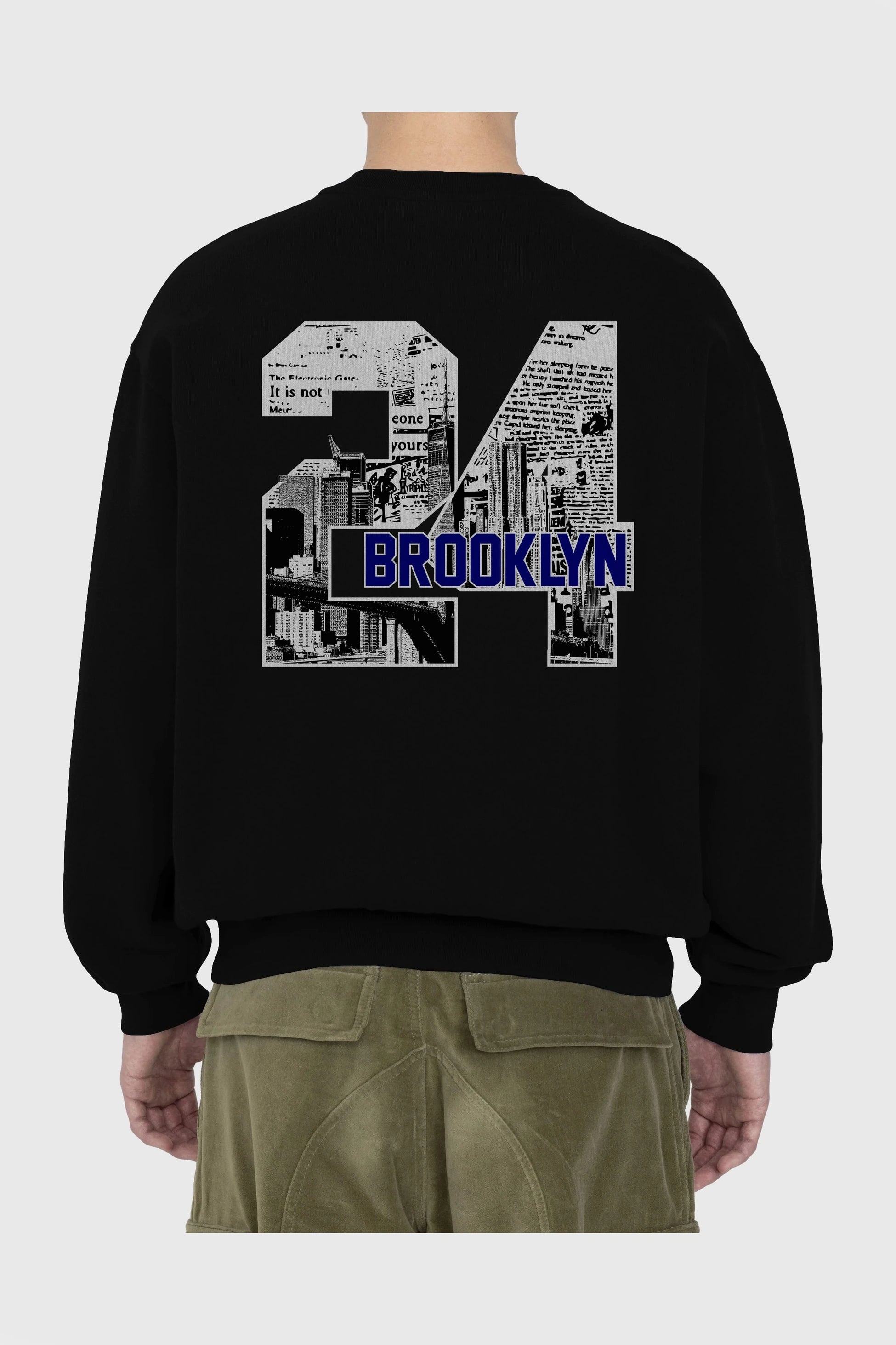 Brooklyn 24 Arka Baskılı Oversize Sweatshirt Erkek Kadın Unisex