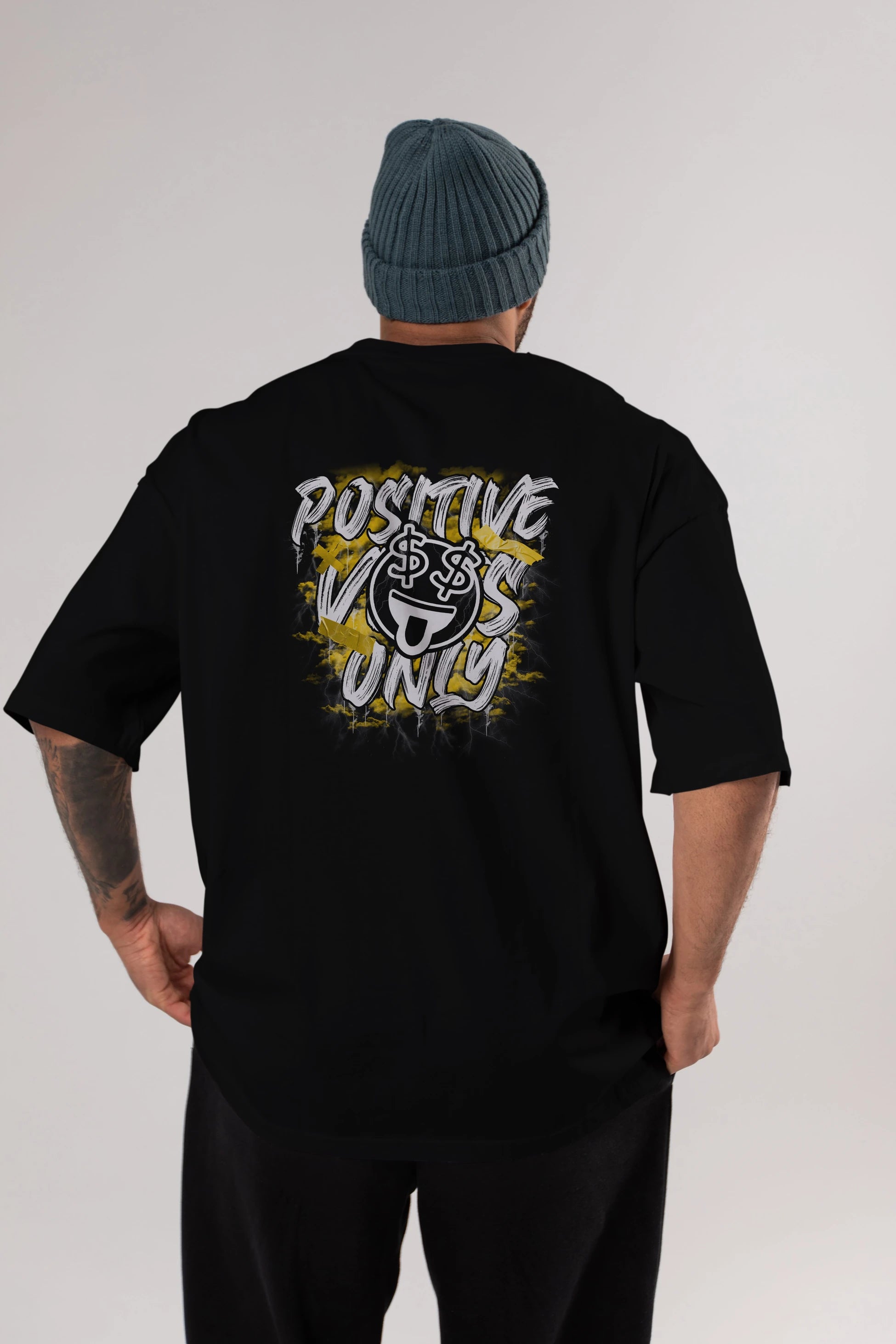 Positive Only Arka Baskılı Oversize t-shirt Erkek Kadın Unisex