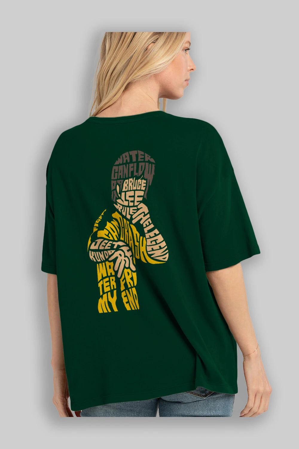 Bruce Lee Arka Baskılı Oversize t-shirt %100 pamuk Erkek Kadın Unisex