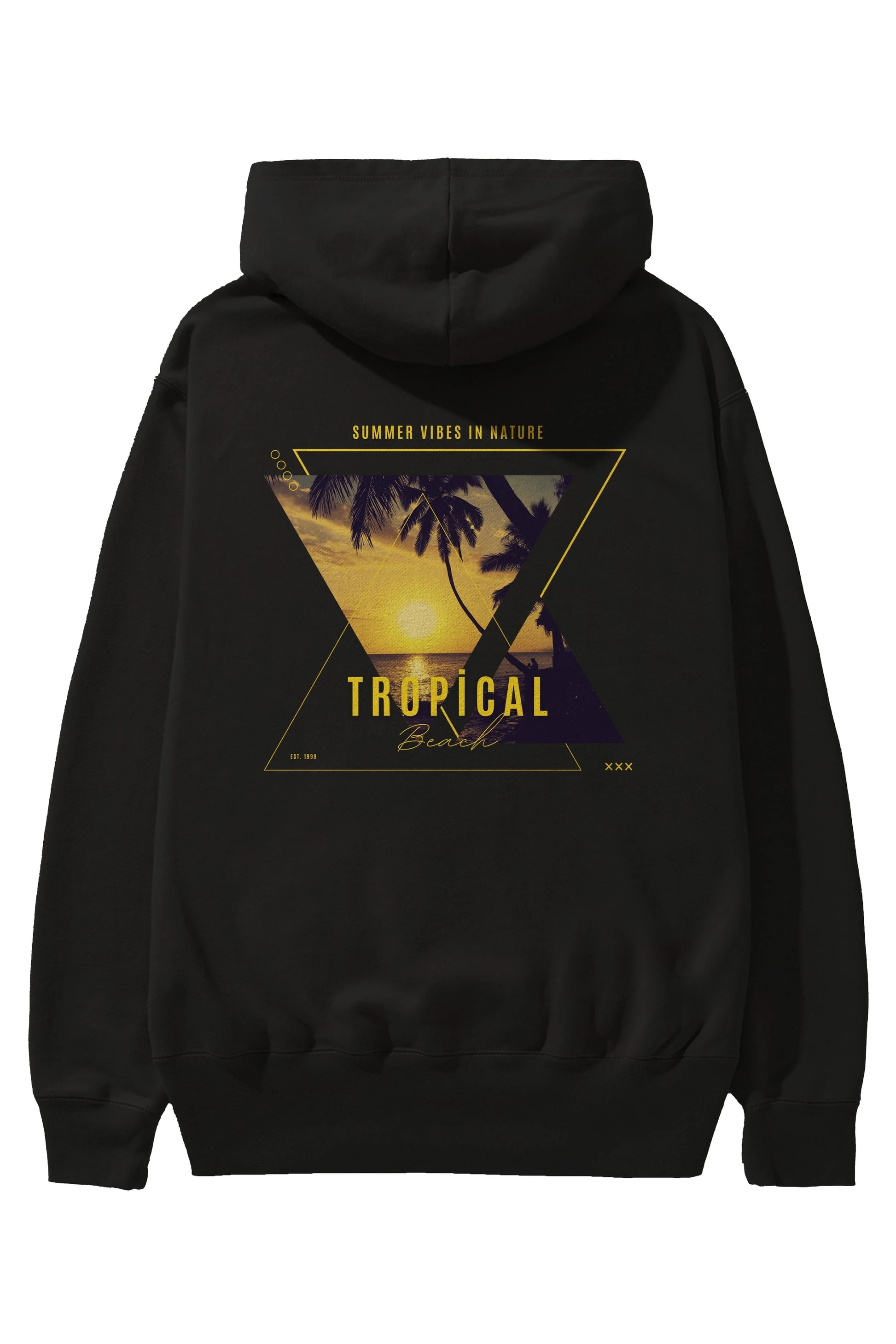Summer Vibes Yazılı Arka Baskılı Oversize Hoodie Kapüşonlu Sweatshirt Erkek Kadın Unisex
