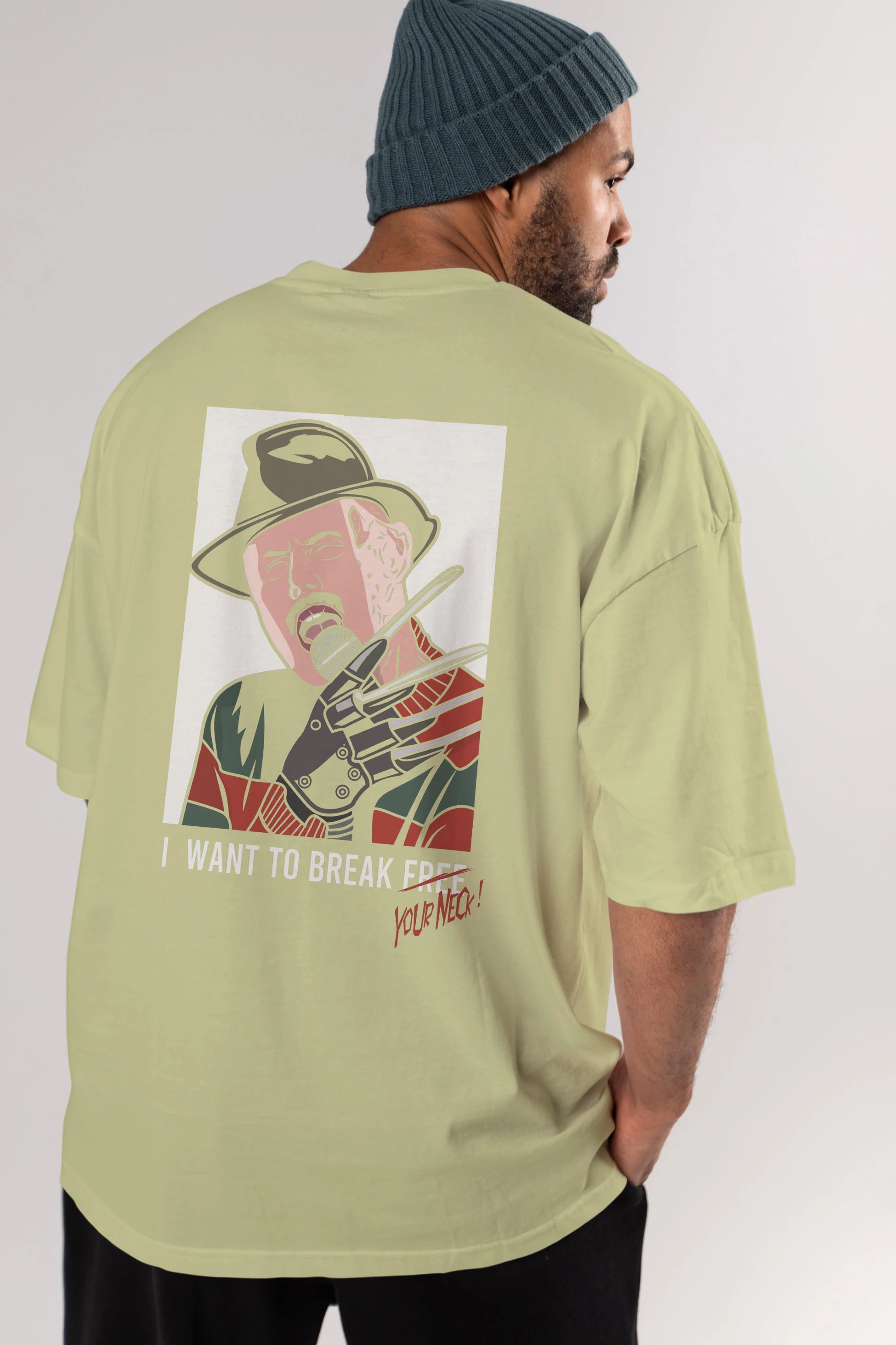 Freddy Merkrueger Arka Baskılı Oversize t-shirt Erkek Kadın Unisex %100 Pamuk tişort