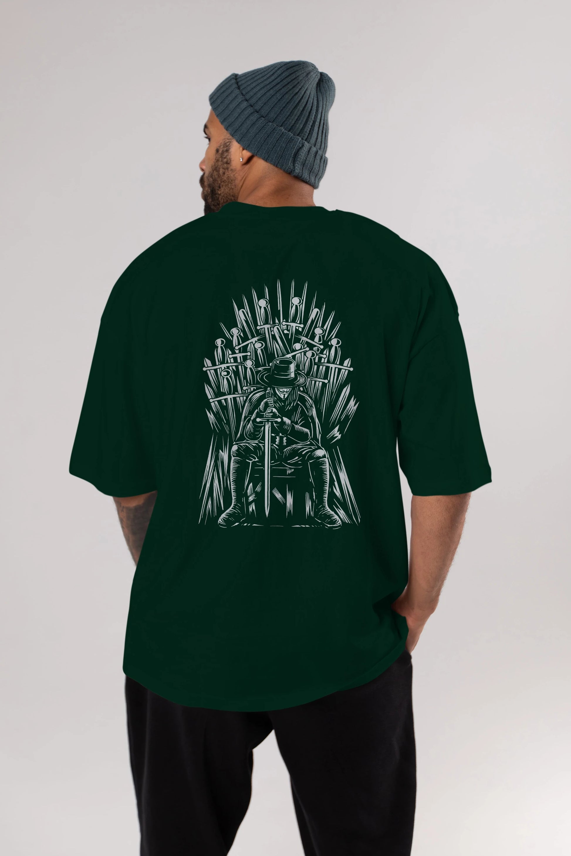 The Thrones Of Vendetta Arka Baskılı Oversize t-shirt Erkek Kadın Unisex %100 Pamuk