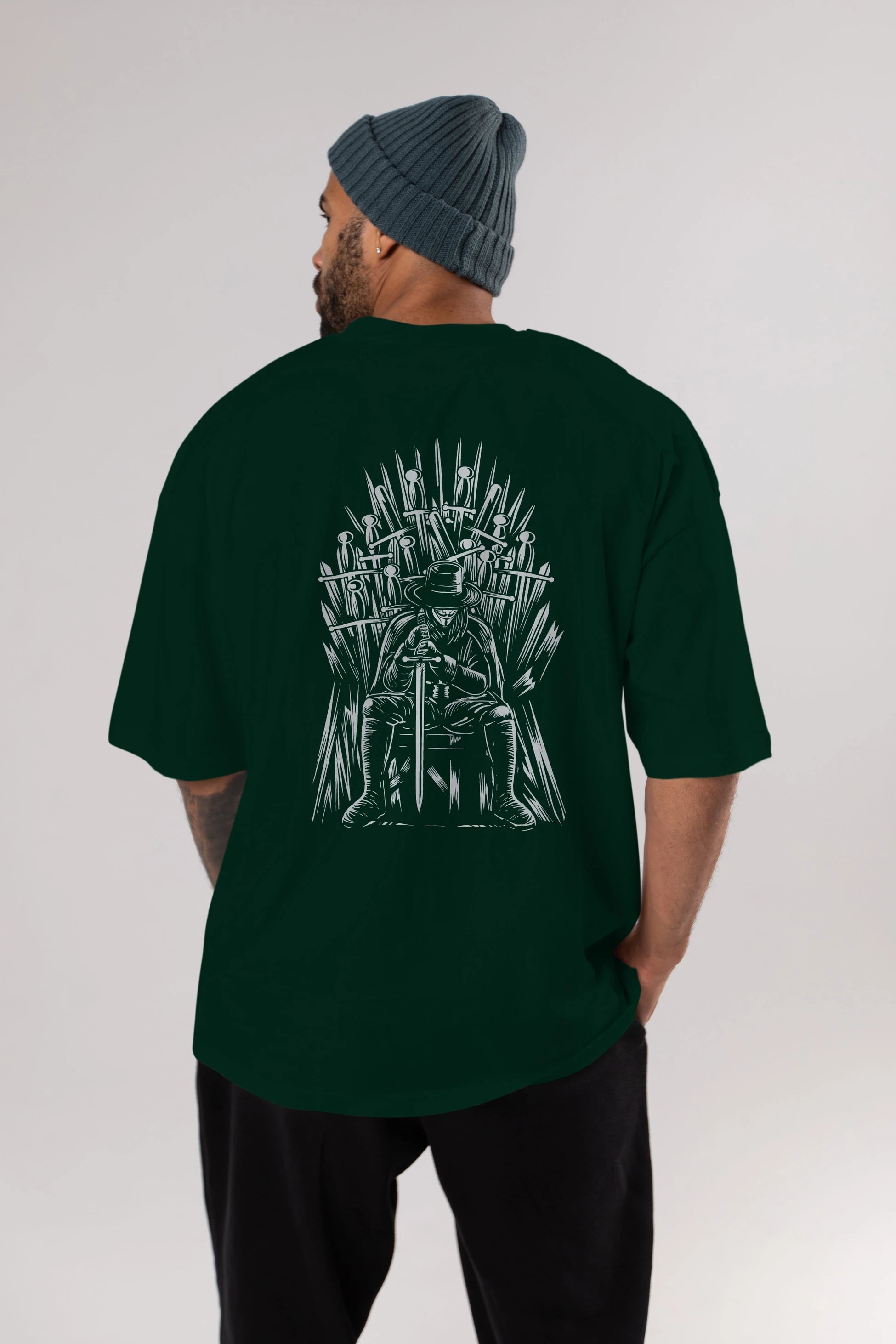 The Thrones Of Vendetta Arka Baskılı Oversize t-shirt Erkek Kadın Unisex %100 Pamuk