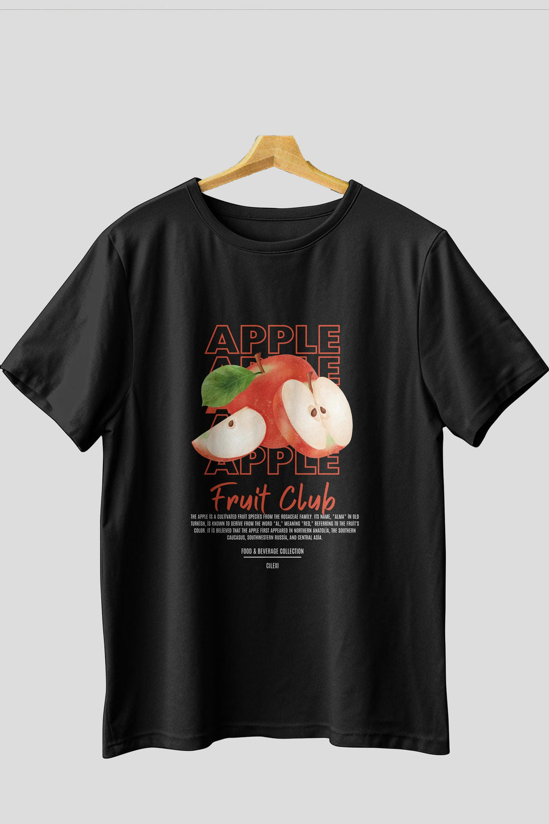 Apple Ön Baskılı Oversize t-shirt Erkek Kadın Pamuk Bisiklet Yaka tişort