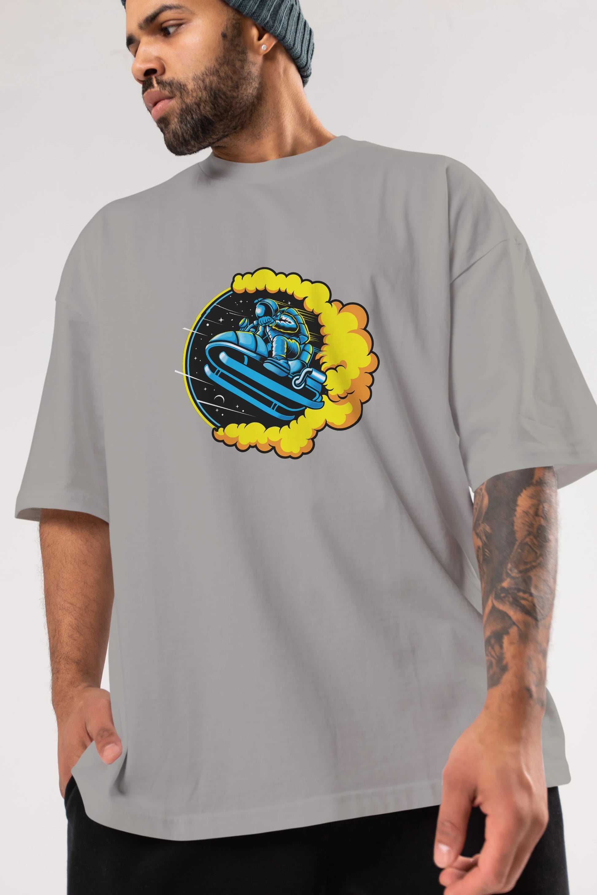 Astrojump with Snowmobile Ön Baskılı Oversize t-shirt Erkek Kadın Unisex