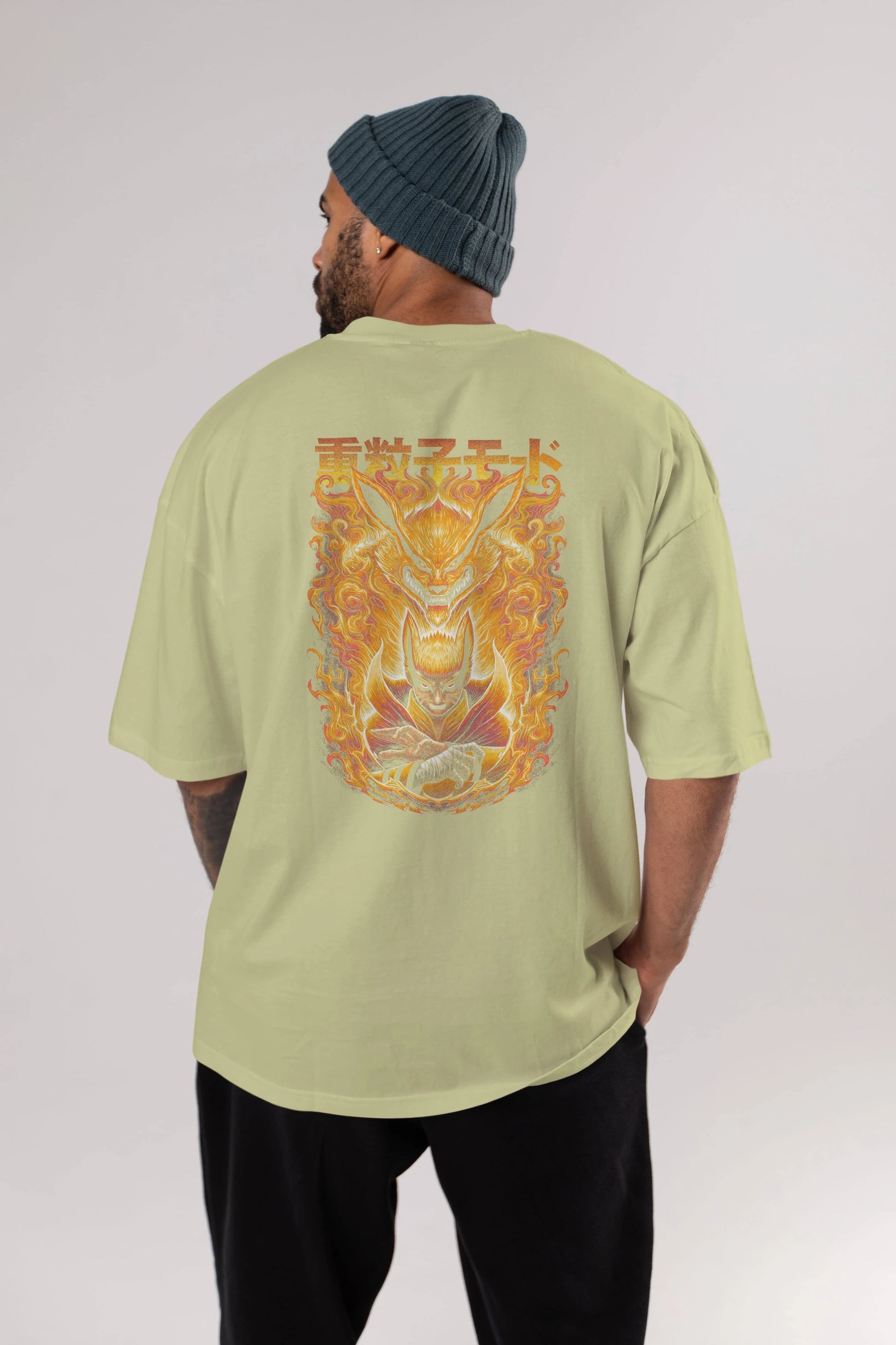 NARUTO KYUUBI 1 Anime Arka Baskılı Oversize t-shirt Erkek Kadın Unisex