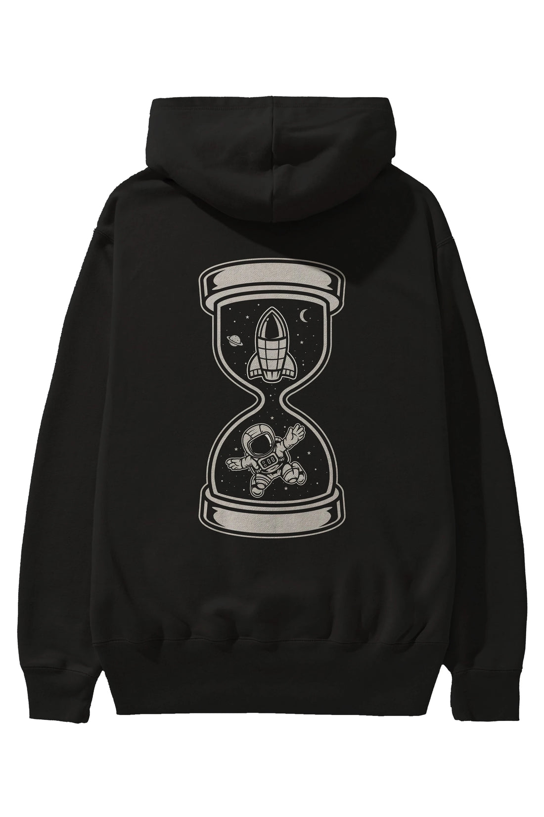 Astronaut Time Arka Baskılı Hoodie Oversize Kapüşonlu Sweatshirt Erkek Kadın Unisex