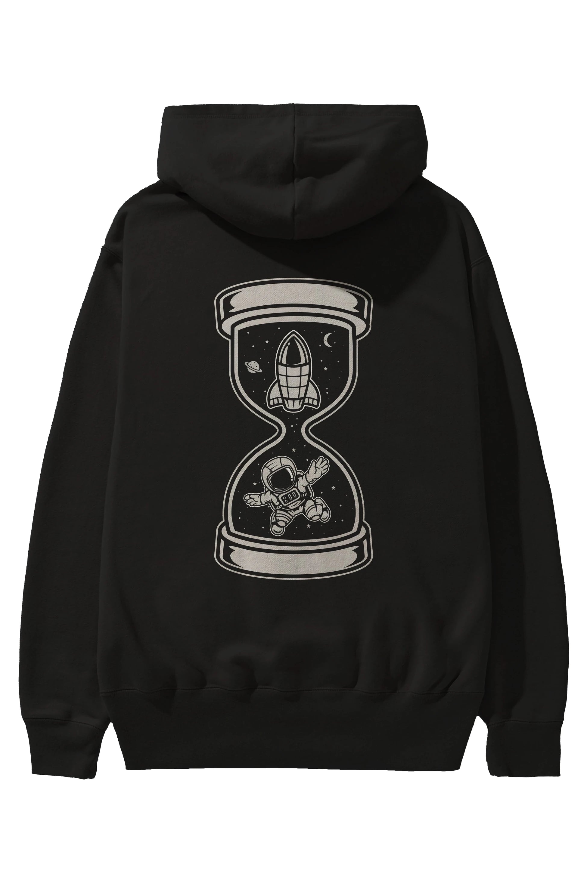 Astronaut Time Arka Baskılı Hoodie Oversize Kapüşonlu Sweatshirt Erkek Kadın Unisex