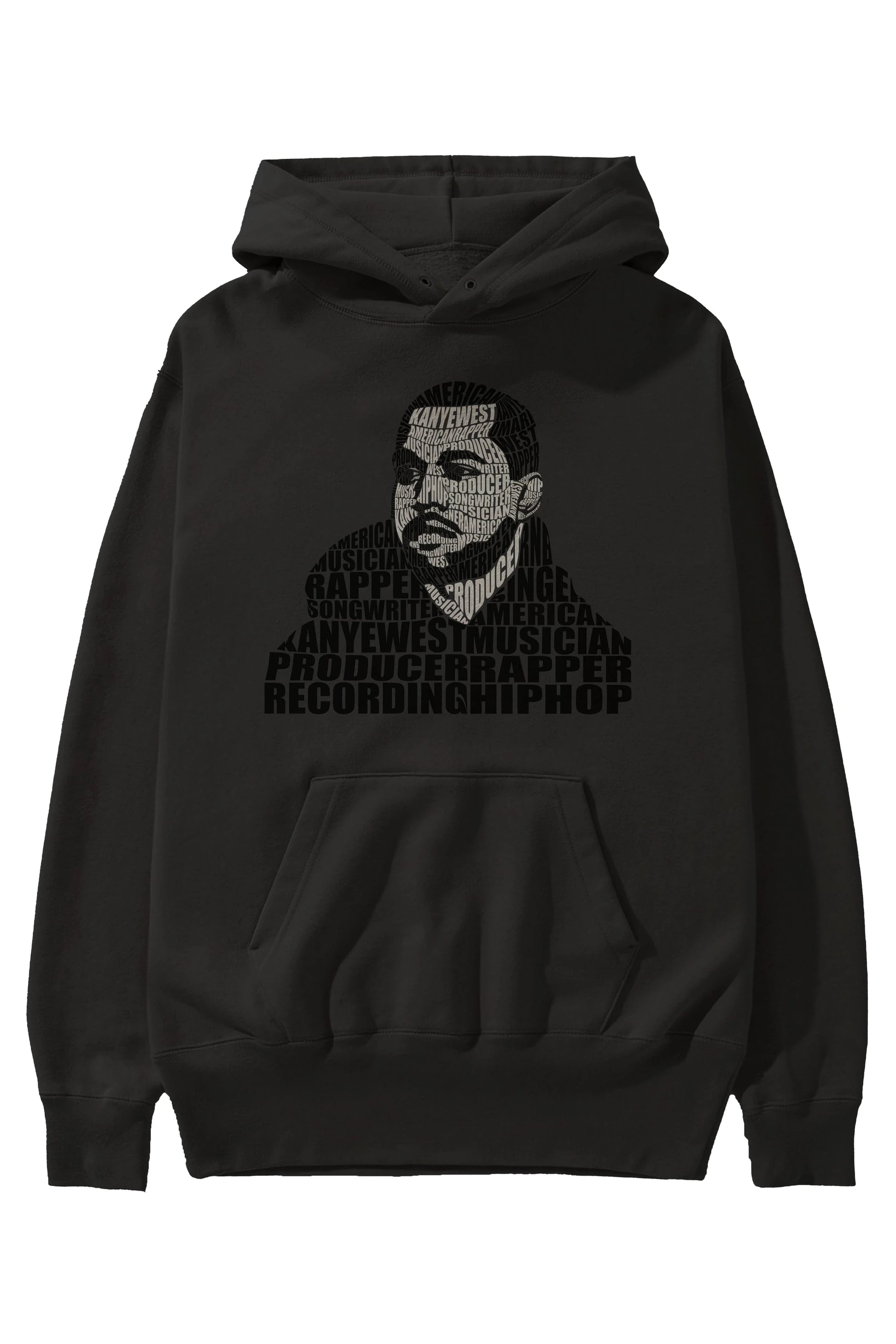 Kanye West Calligram Ön Baskılı Hoodie Oversize Kapüşonlu Sweatshirt Erkek Kadın Unisex