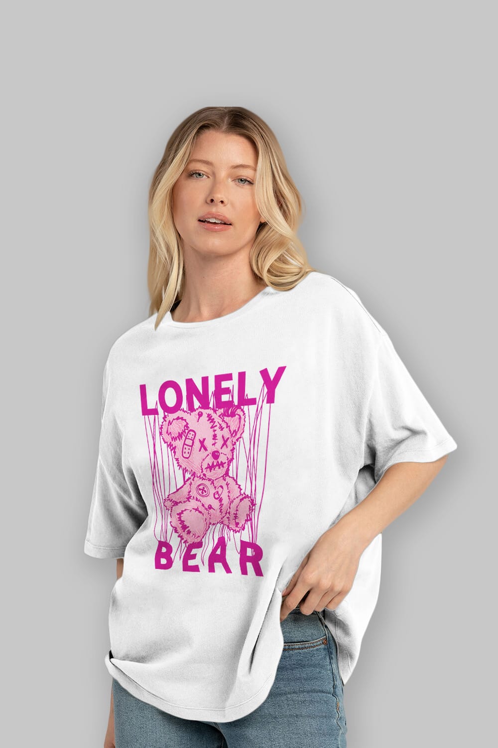 Lonely Bear Ön Baskılı Oversize t-shirt Erkek Kadın Unisex
