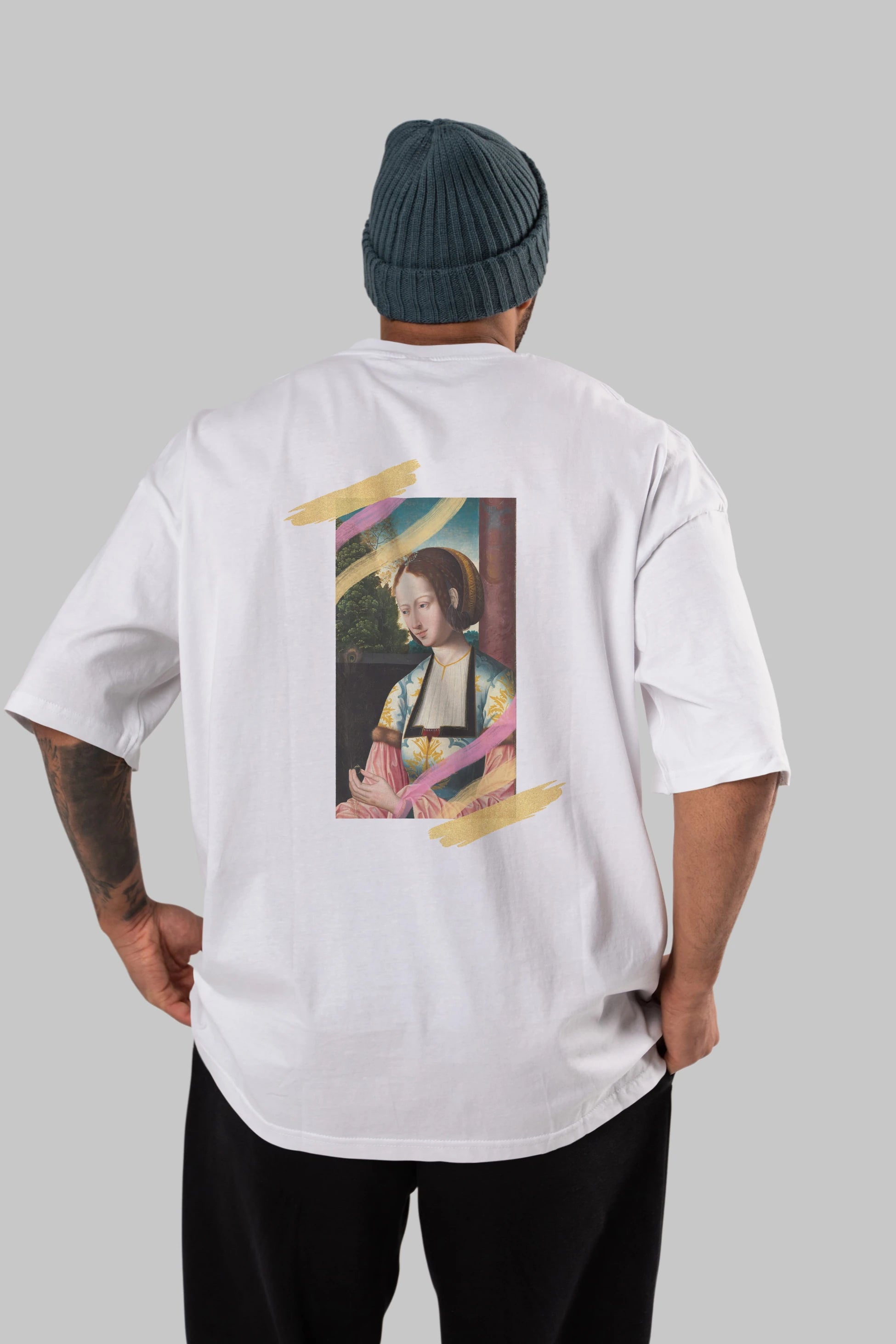 Woman Portrait Arka Baskılı Oversize t-shirt Erkek Kadın Unisex