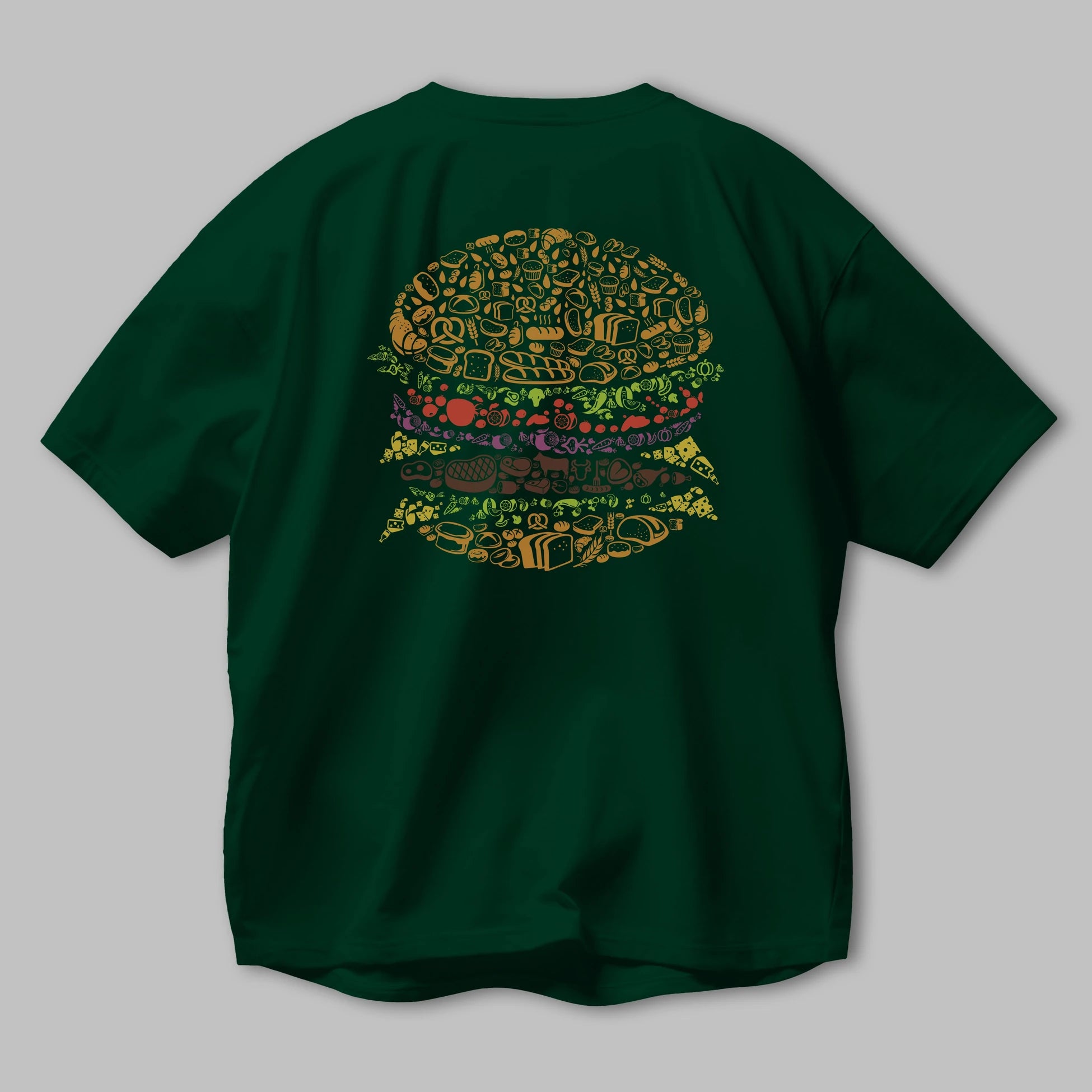 Burger Arka Baskılı Oversize t-shirt %100 pamuk Erkek Kadın Unisex