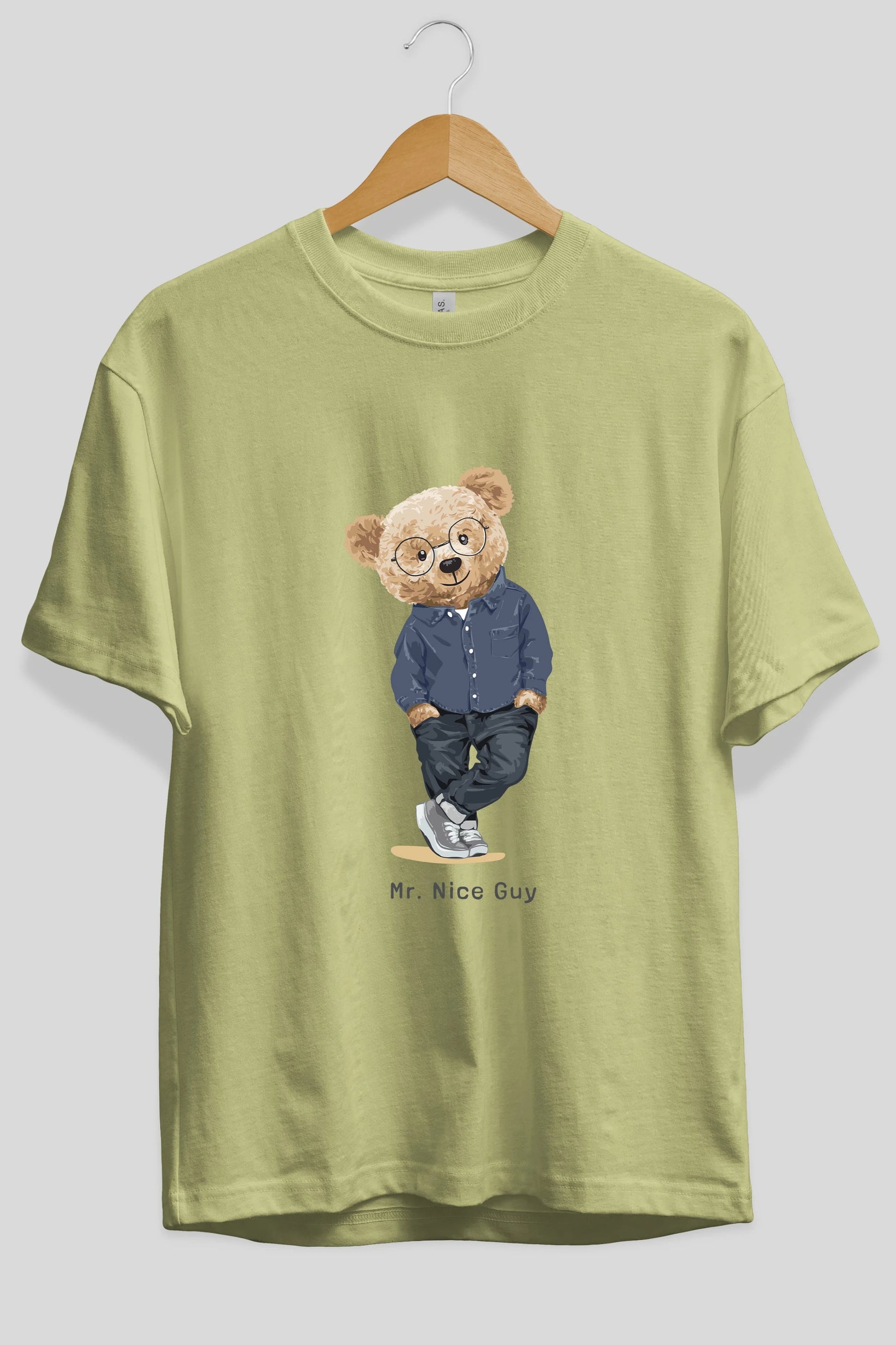 Teddy Bear Mr. Nice Guy Ön Baskılı Oversize t-shirt Erkek Kadın Unisex %100 Pamuk
