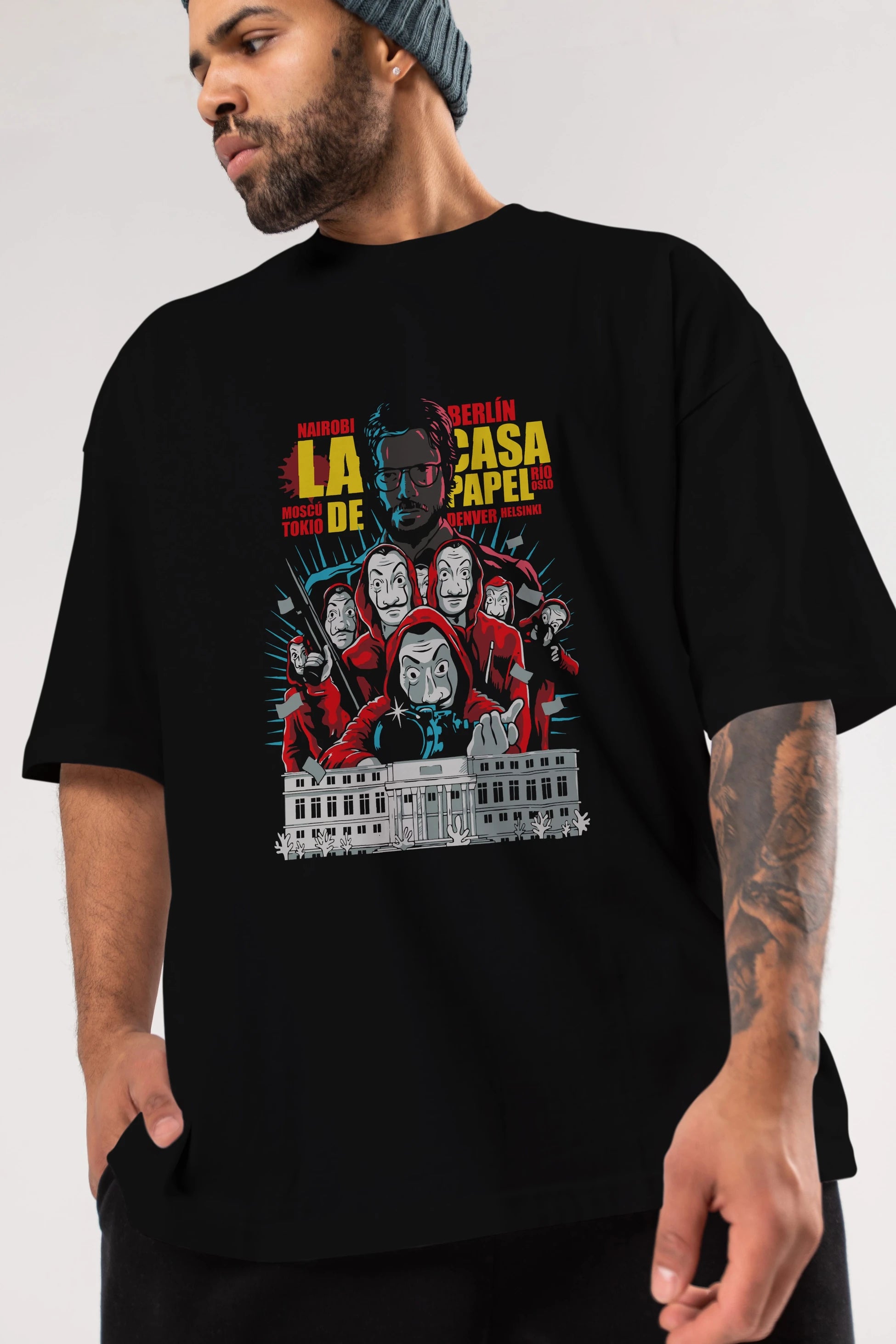 La Casa De Papel (6) Ön Baskılı Oversize t-shirt Erkek Kadın Unisex %100 Pamuk Bisiklet Yaka tişort