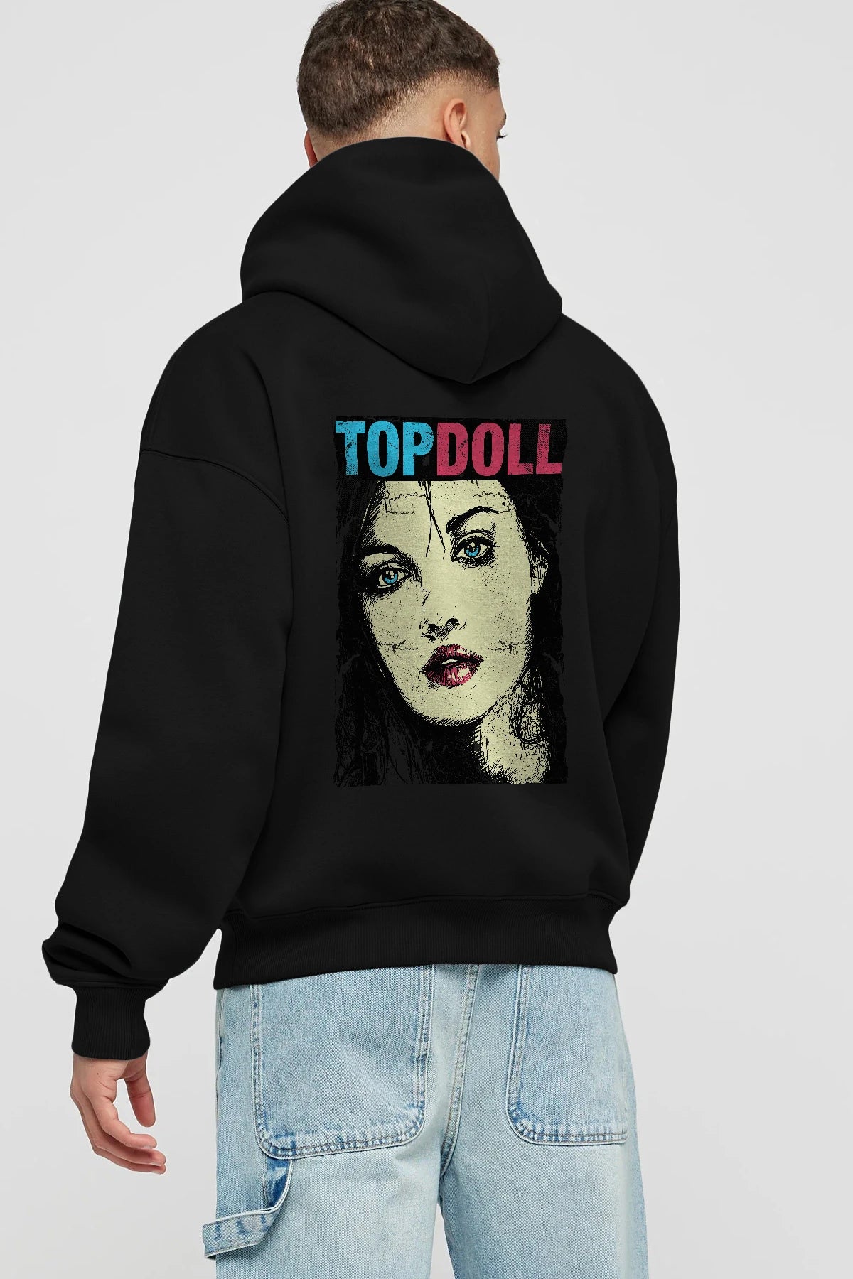 Topdoll Streetwear Arka Baskılı Hoodie Oversize Kapüşonlu Sweatshirt Erkek Kadın Unisex