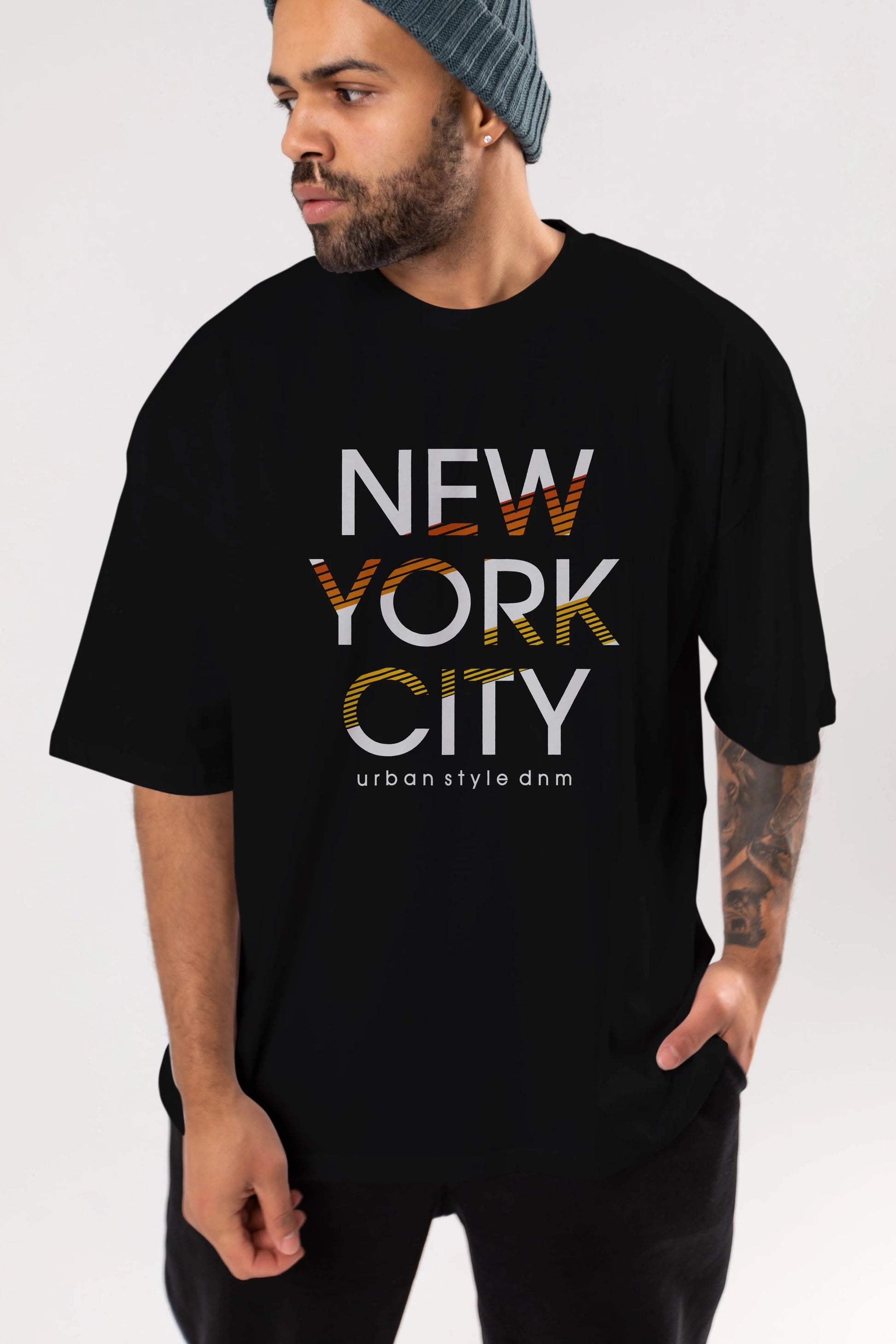 New York City Style Ön Baskılı Oversize t-shirt Erkek Kadın Unisex
