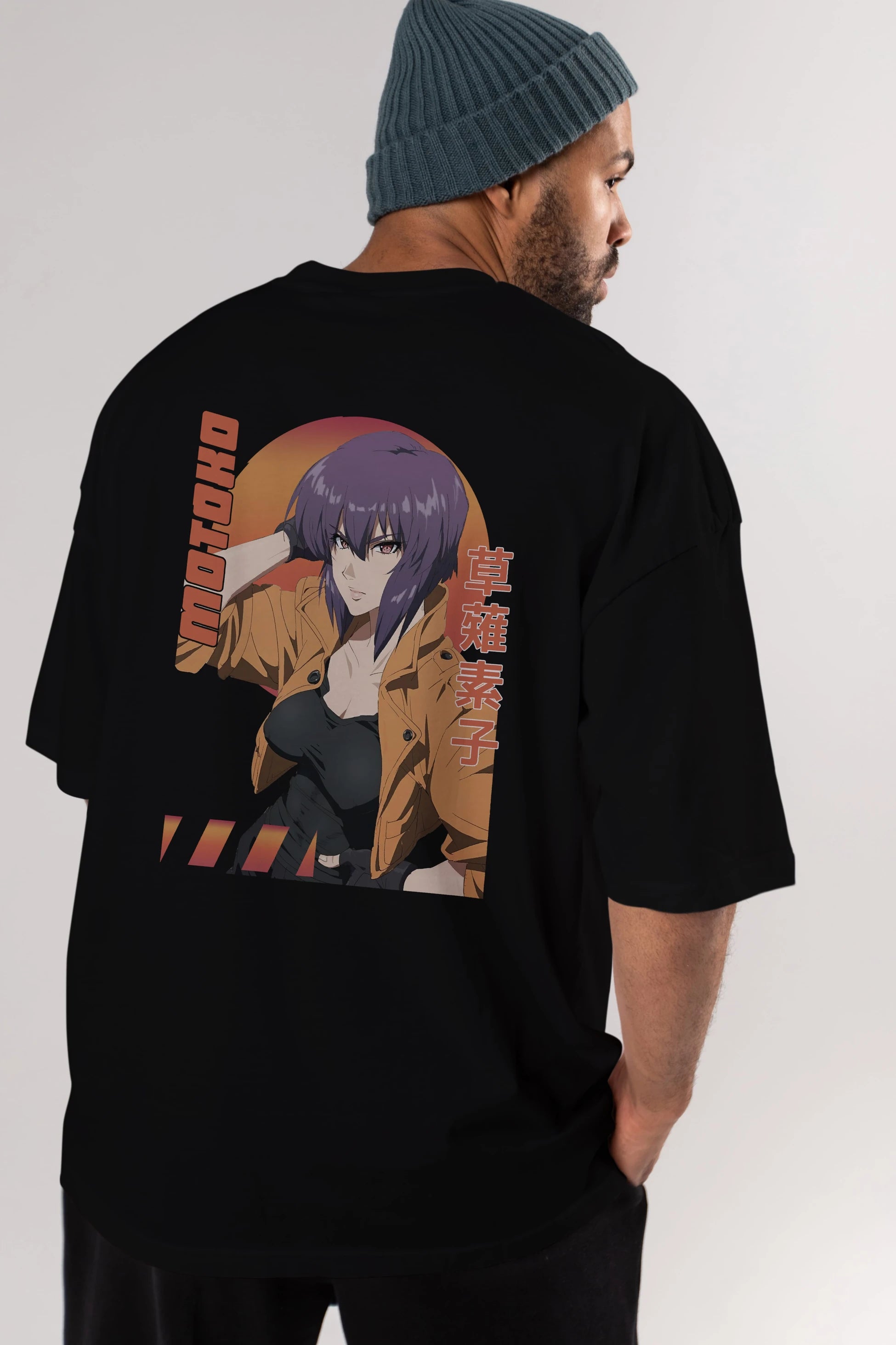 Motoko Kusanagi 9 Anime Arka Baskılı Oversize t-shirt Erkek Kadın Unisex
