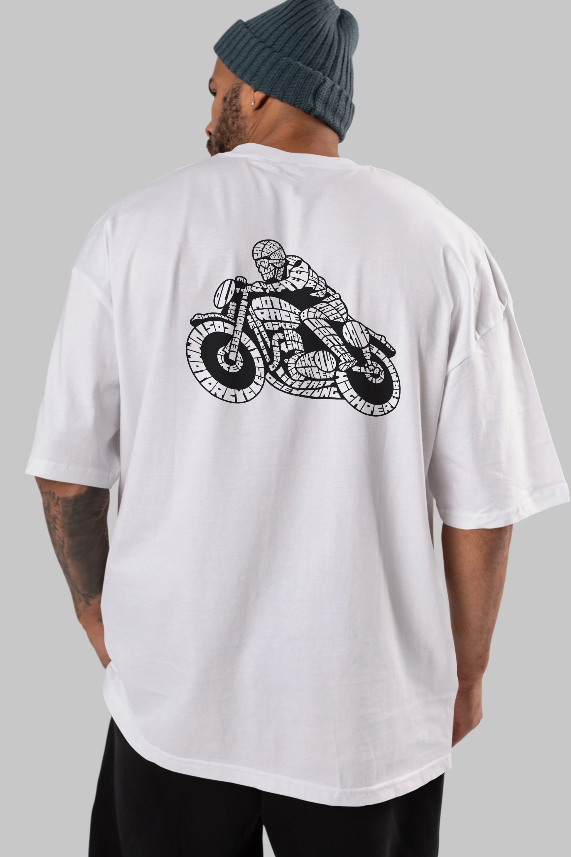 Caferacer Arka Baskılı Oversize t-shirt %100 pamuk Erkek Kadın Unisex