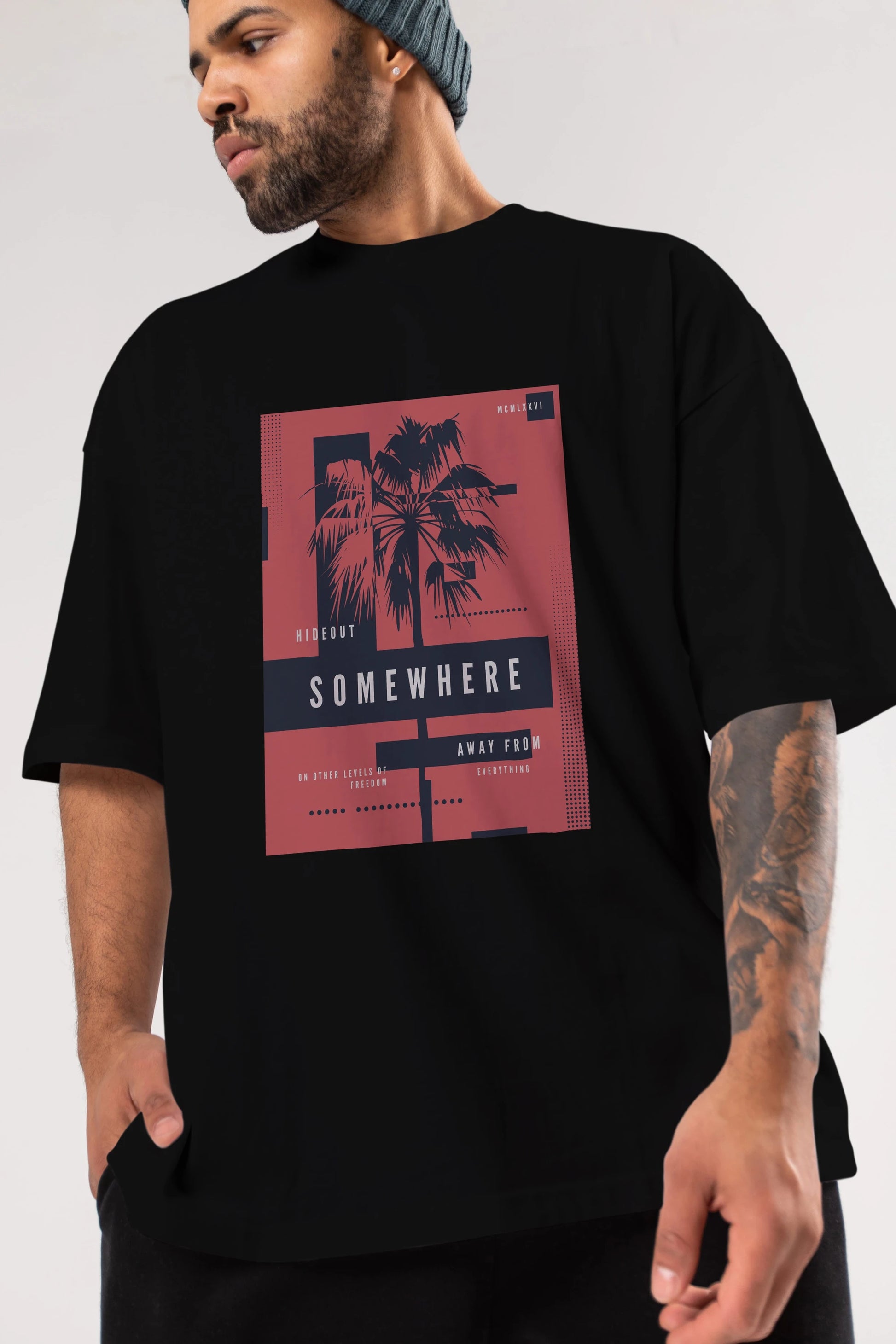 Hideout Somewhere Ön Baskılı Oversize t-shirt Erkek Kadın Unisex