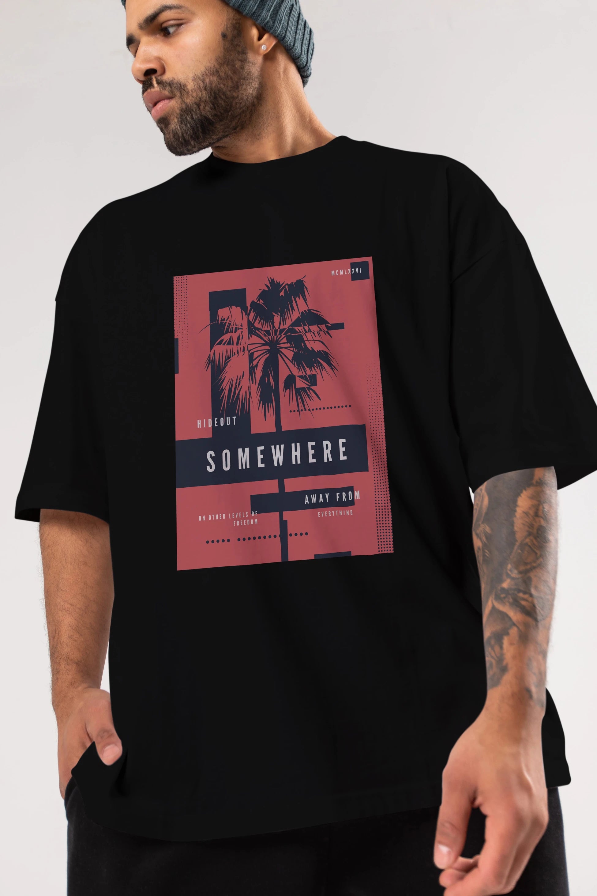 Hideout Somewhere Ön Baskılı Oversize t-shirt Erkek Kadın Unisex