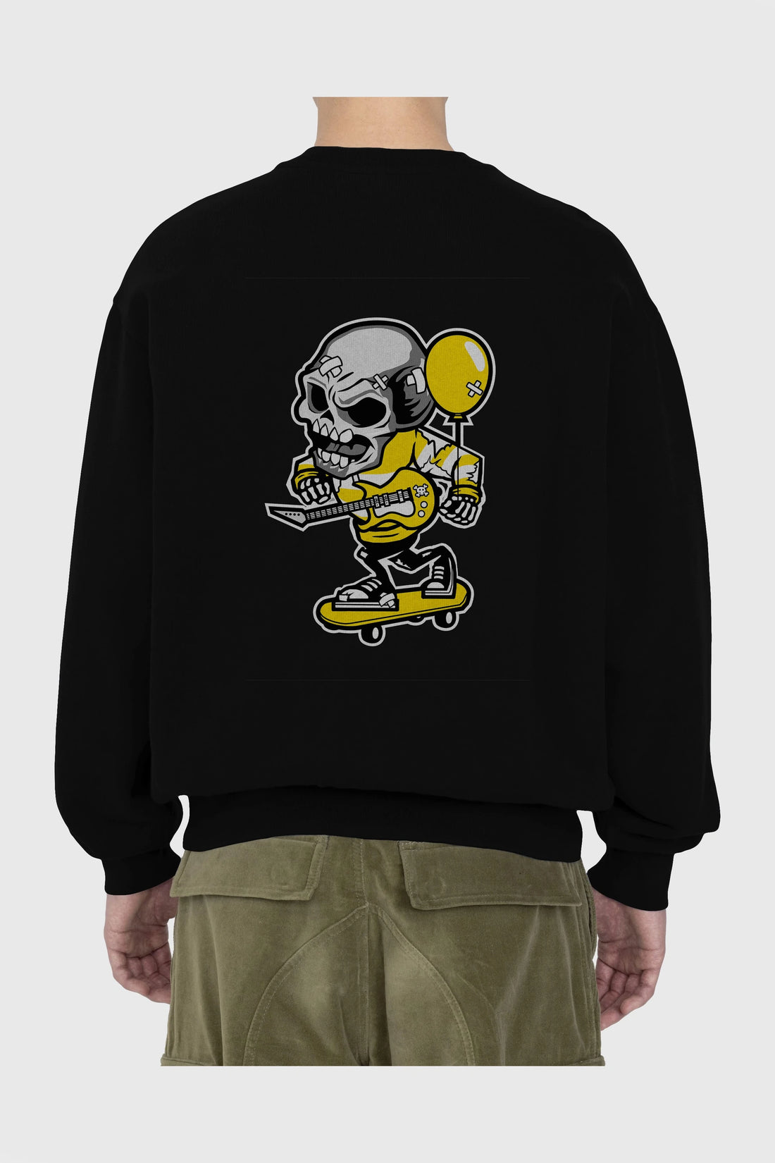 Skull Skater Arka Baskılı Oversize Sweatshirt Erkek Kadın Unisex