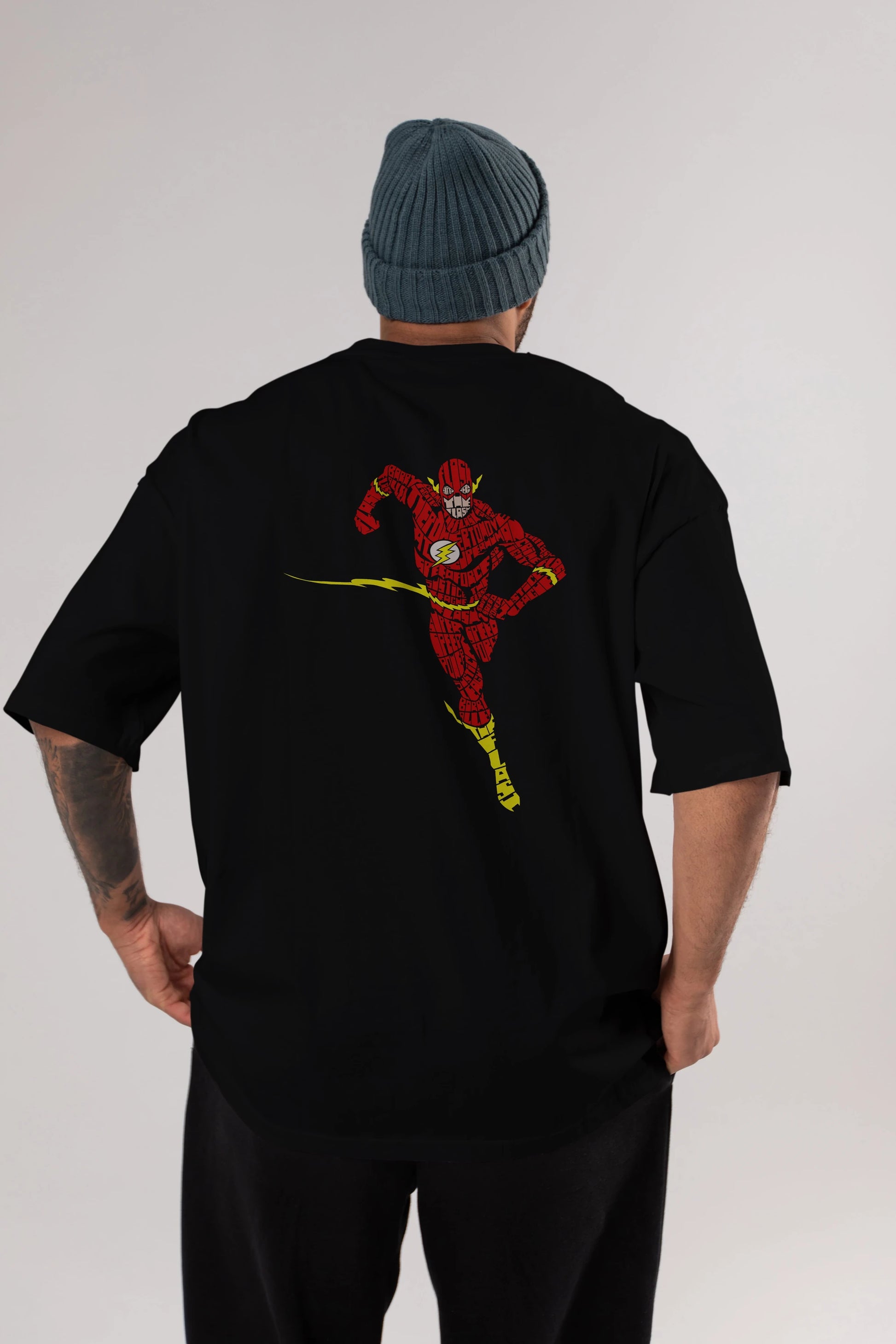 The Flash Arka Baskılı Oversize t-shirt %100 pamuk Erkek Kadın Unisex