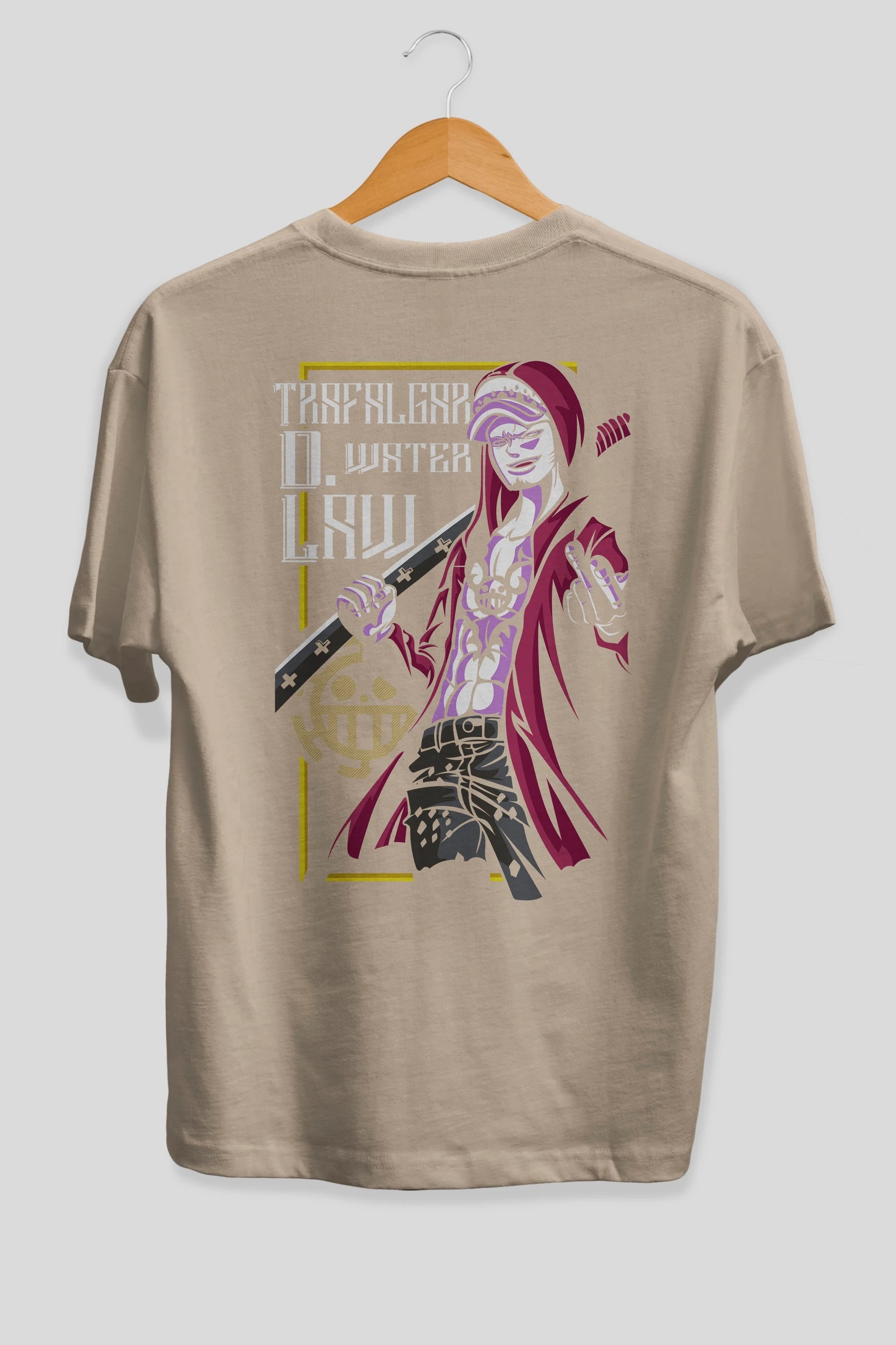 Trafalgar D. Water Law Anime Arka Baskılı Oversize t-shirt Erkek Kadın Unisex %100 pamuk tişort