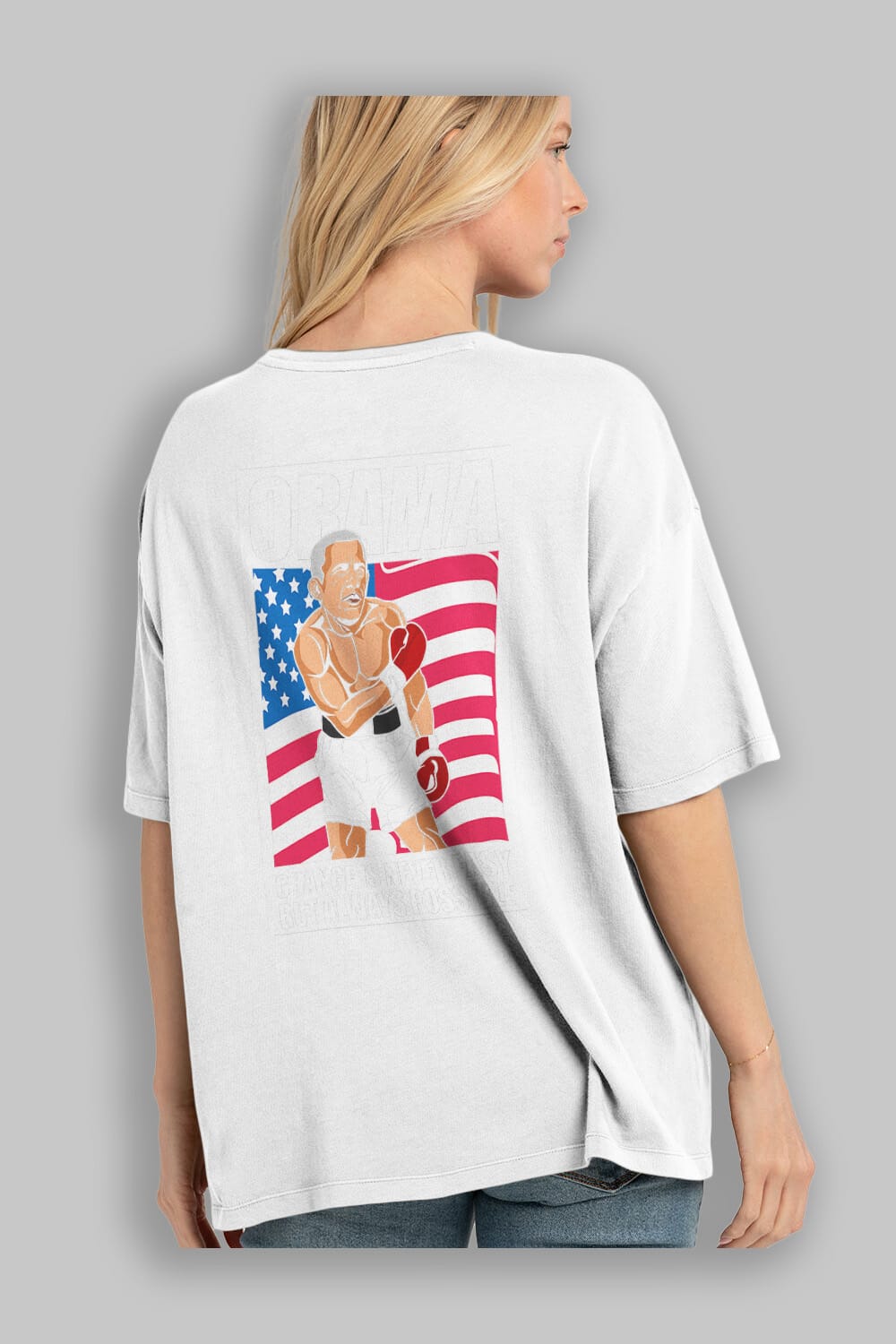 Obama Arka Baskılı Oversize t-shirt Erkek Kadın Unisex %100 Pamuk tişort