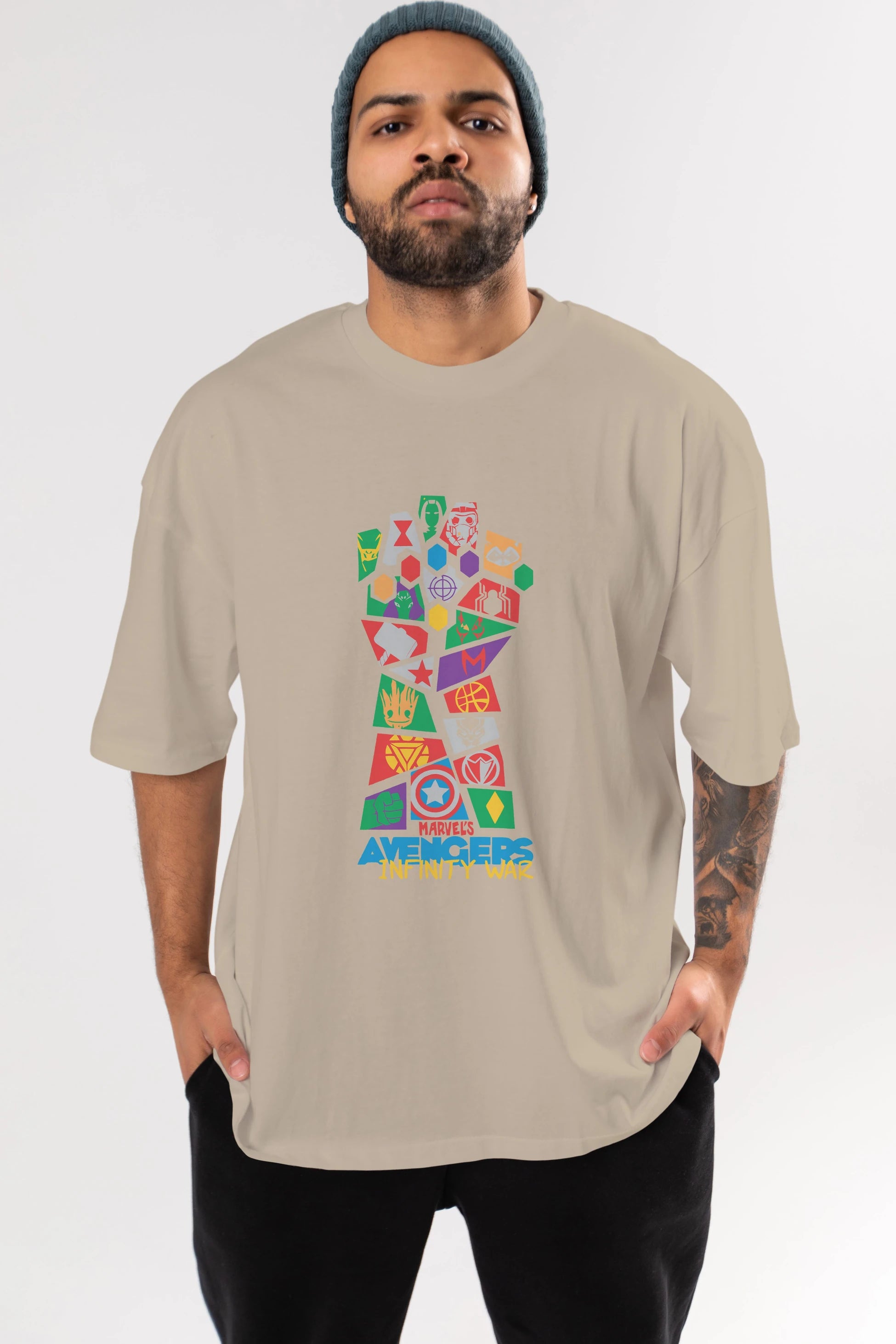 The Avengers Ön Baskılı Oversize t-shirt Erkek Kadın Unisex %100 Pamuk Bisiklet Yaka tişort