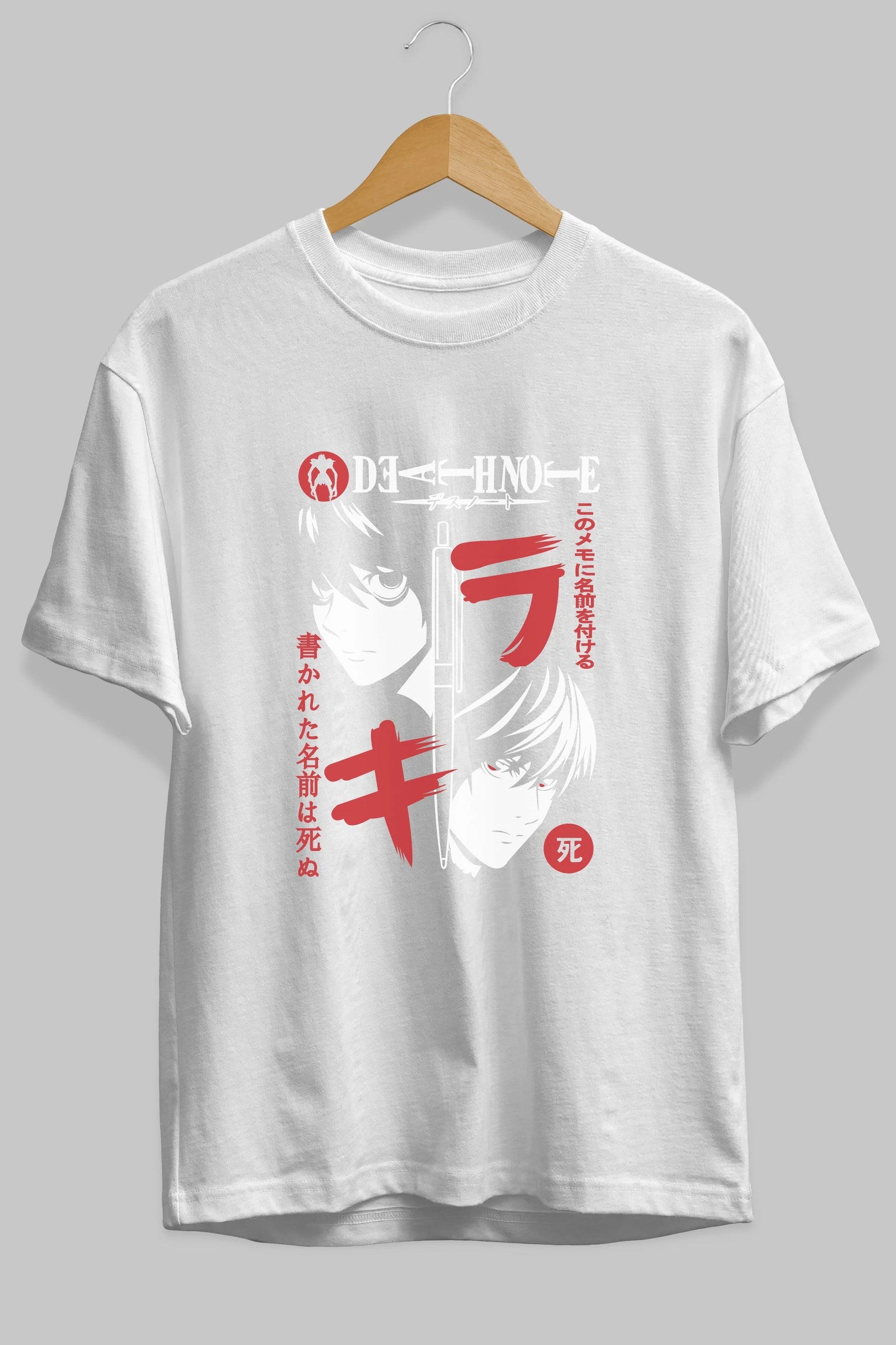 DEATHNOTE L vs KIRA Anime Ön Baskılı Oversize t-shirt %100 pamuk Erkek Kadın Unisex