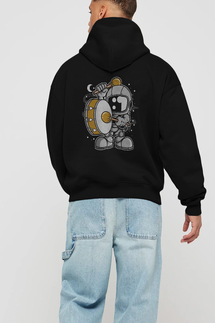 Astronaut Marching Band Arka Baskılı Hoodie Oversize Kapüşonlu Sweatshirt Erkek Kadın Unisex