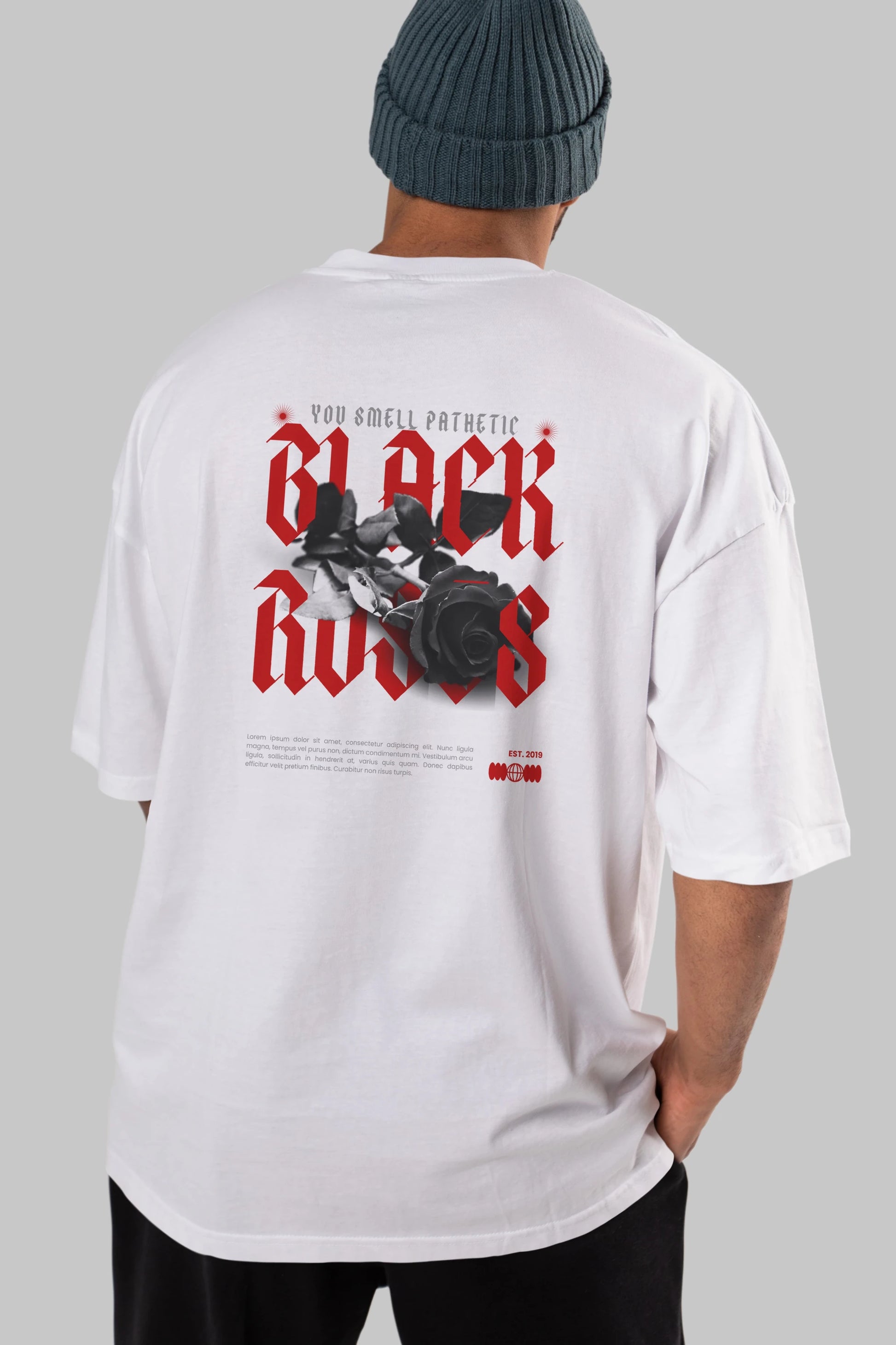 Black Roses Arka Baskılı Oversize t-shirt Erkek Kadın Unisex