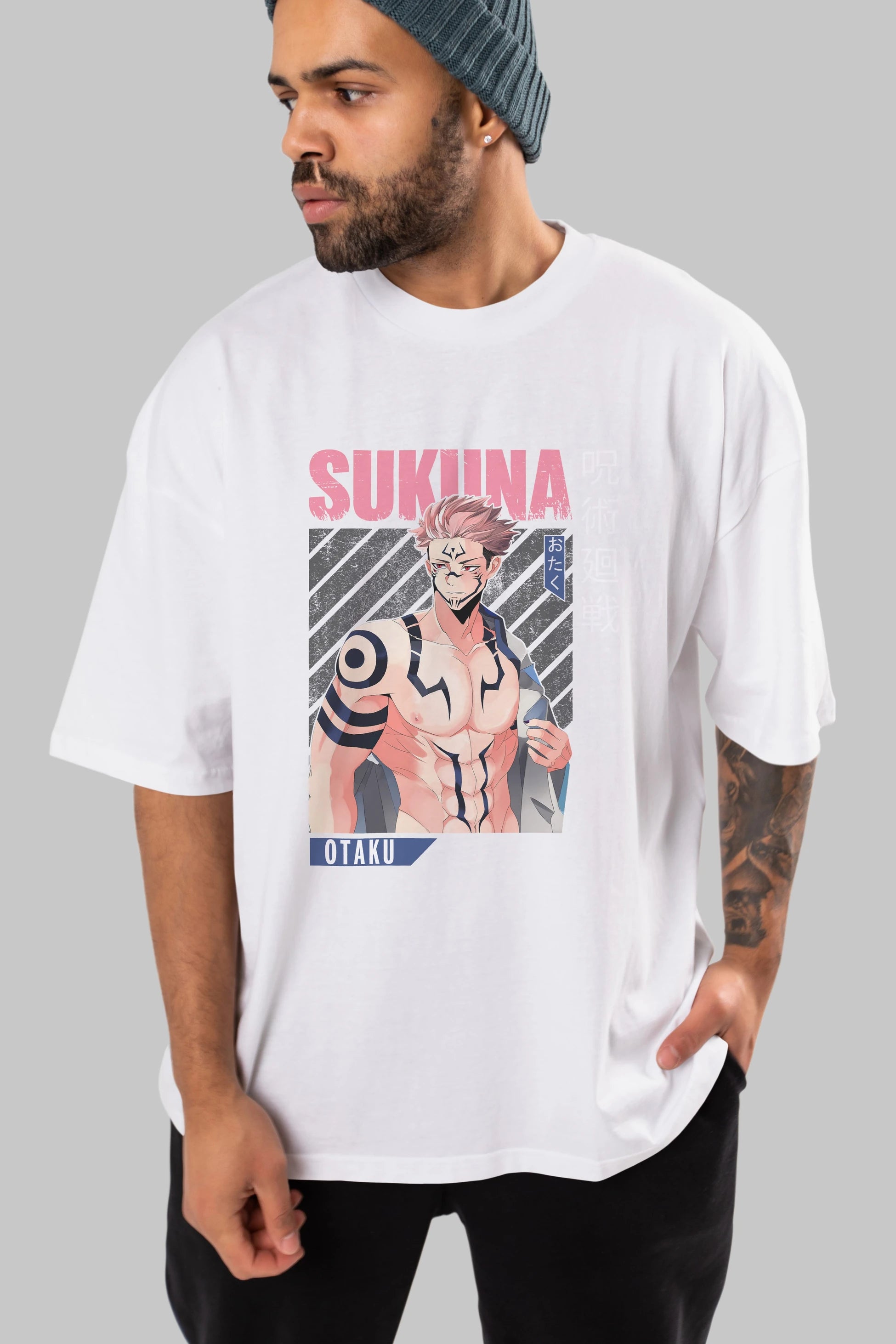 Sukuna Ryoumen 1 Anime Ön Baskılı Oversize t-shirt %100 pamuk Erkek Kadın Unisex