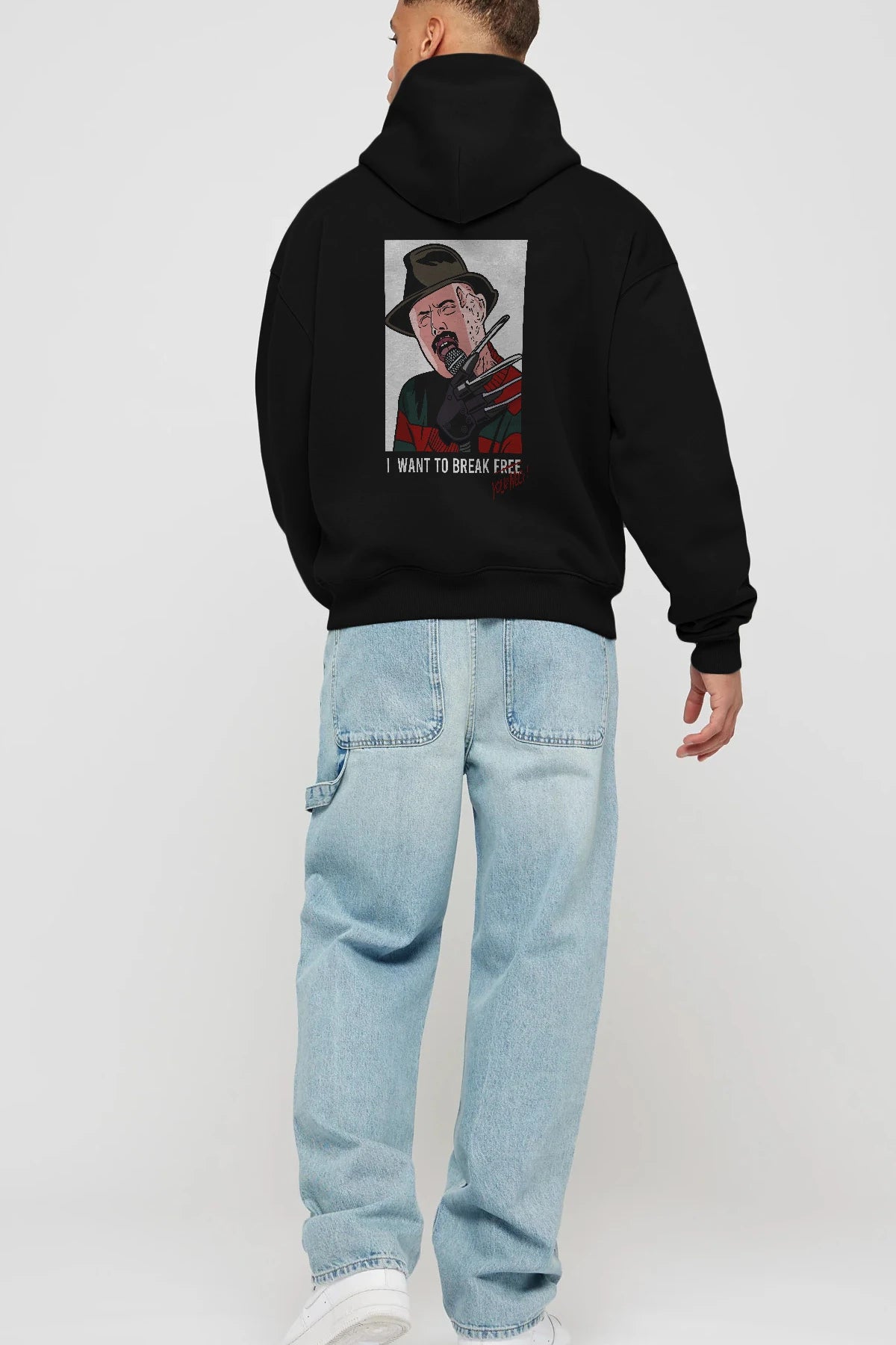 Freddy Merkrueger Arka Baskılı Hoodie Oversize Kapüşonlu Sweatshirt Erkek Kadın Unisex