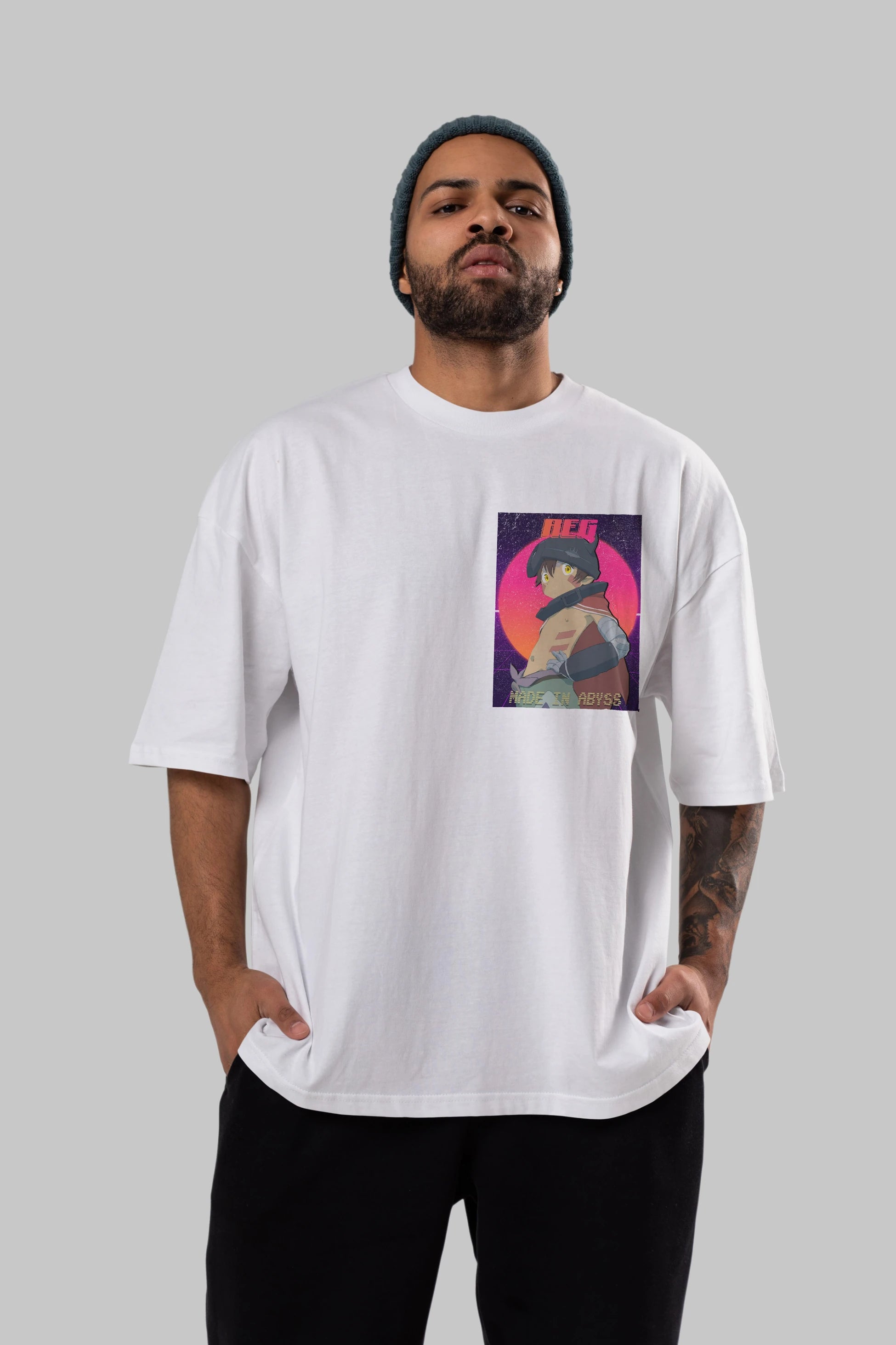 Reg 7 Ön Sol Baskılı Oversize t-shirt Erkek Kadın Unisex %100 Pamuk Bisiklet Yaka tişort