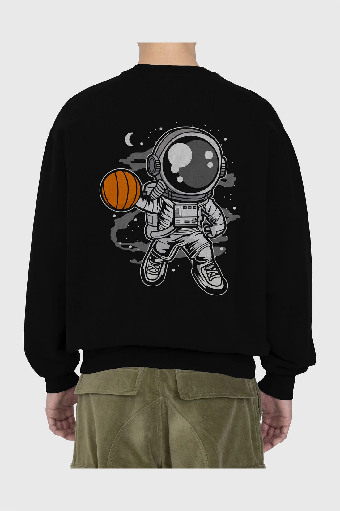 Astronaut Basketball Arka Baskılı Oversize Sweatshirt Erkek Kadın Unisex