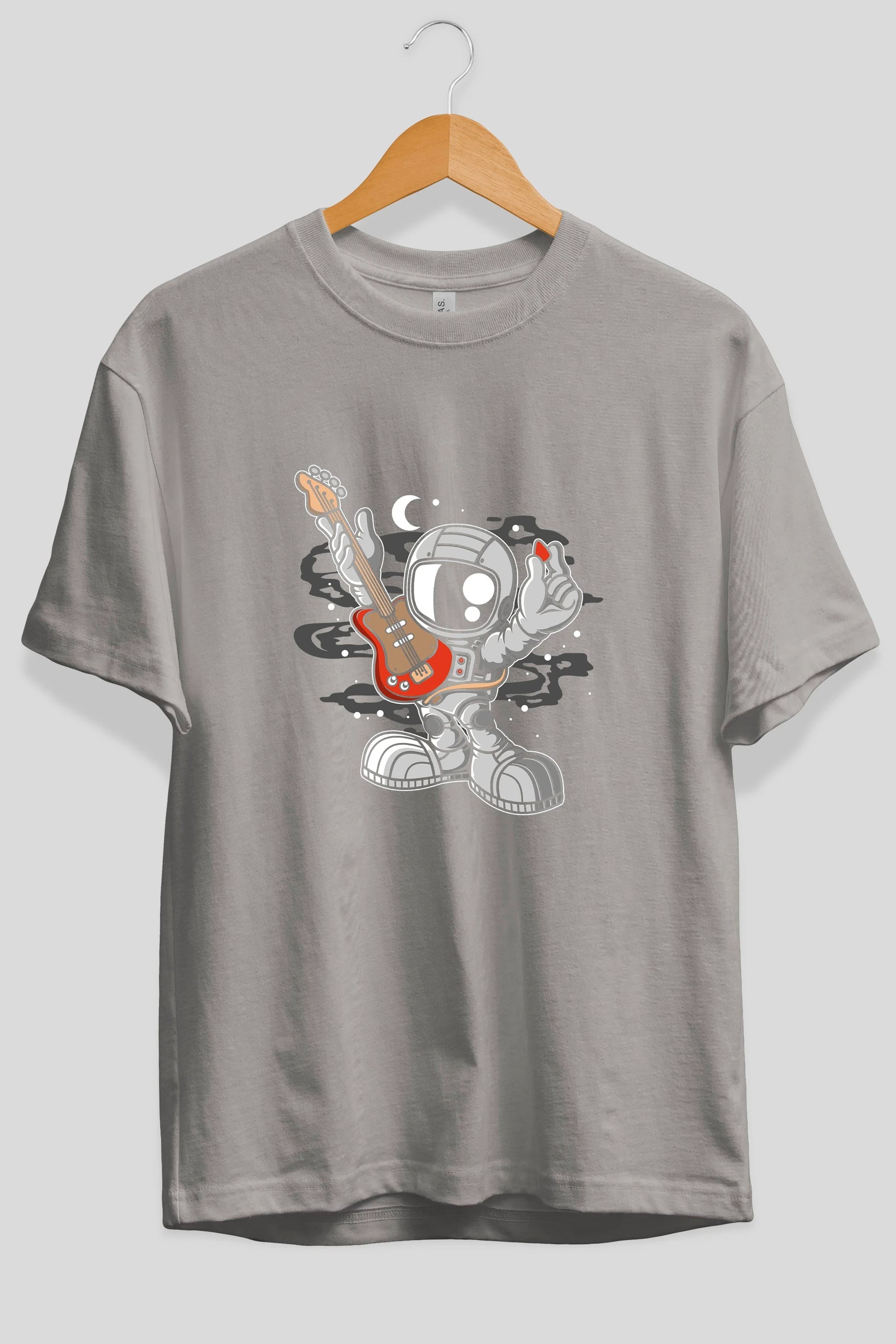Astronaut Guitar Ön Baskılı Oversize t-shirt Erkek Kadın Unisex