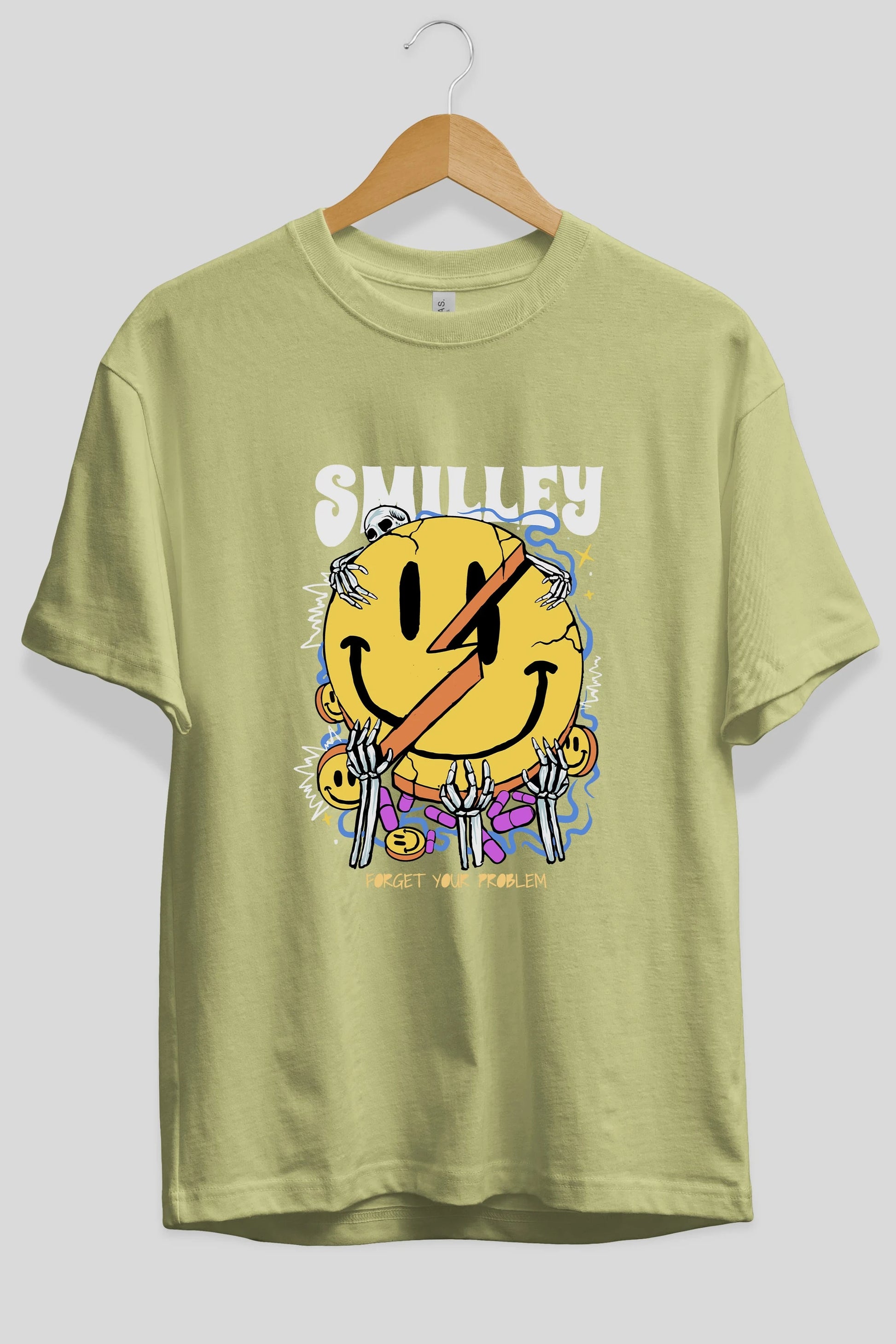 Smilley Streetwear Ön Baskılı Oversize t-shirt Erkek Kadın Unisex