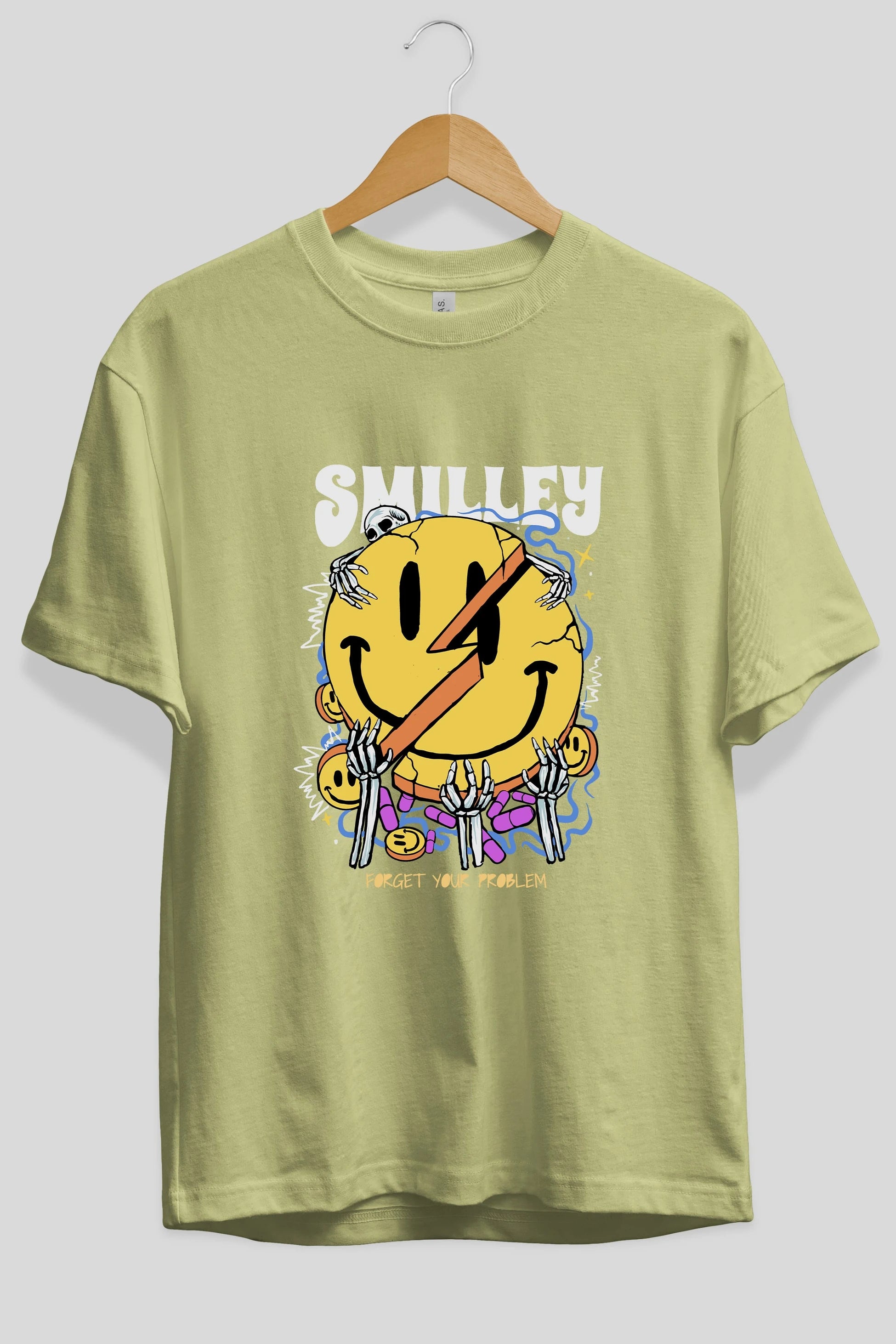 Smilley Streetwear Ön Baskılı Oversize t-shirt Erkek Kadın Unisex