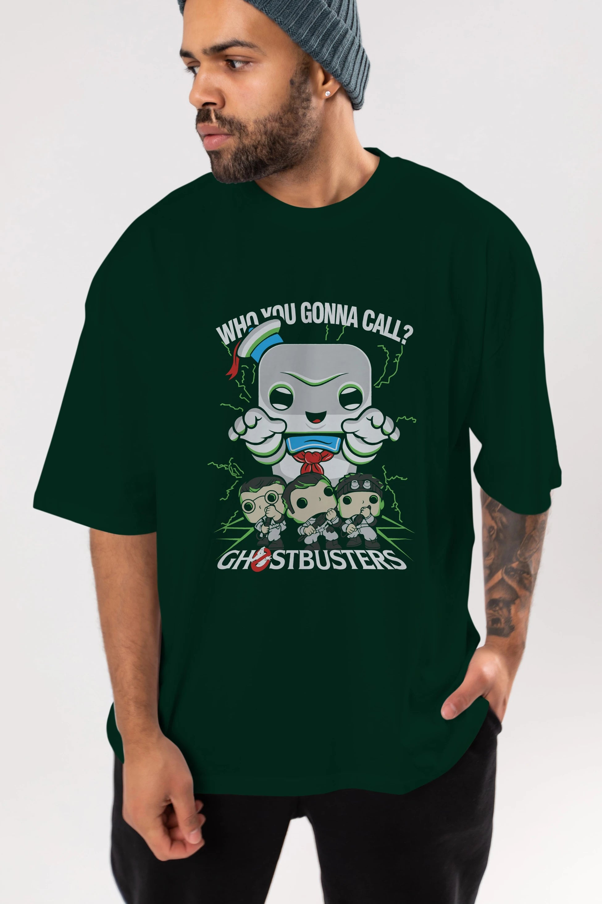 Ghostbusters Ön Baskılı Oversize t-shirt Erkek Kadın Unisex %100 Pamuk Bisiklet Yaka tişort
