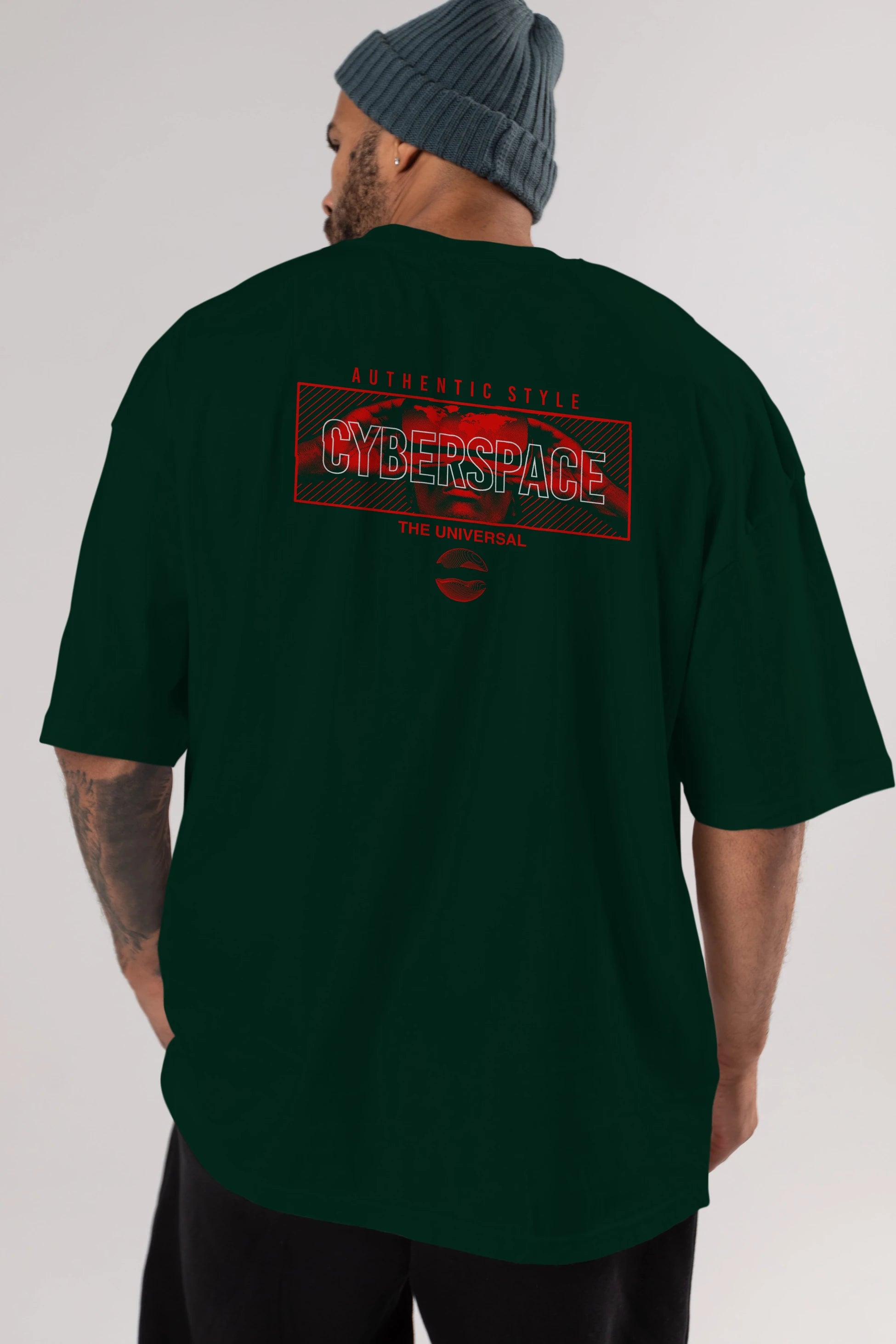 Cyberspace Arka Baskılı Oversize t-shirt Erkek Kadın Unisex