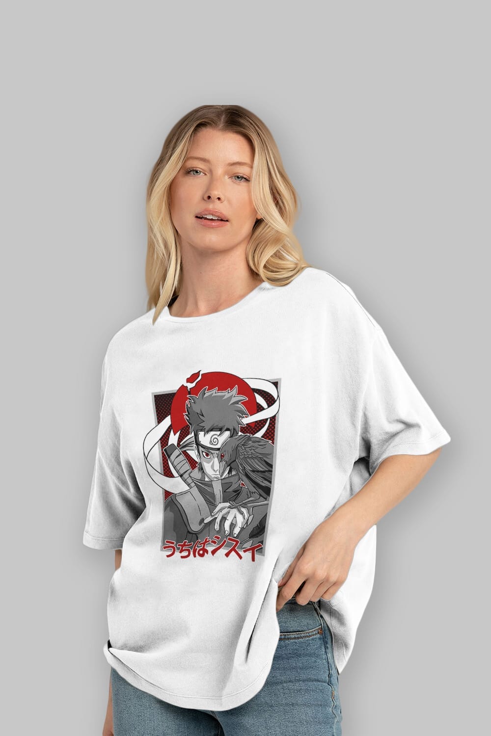SHISUI UCHIHA NARUTO Anime Ön Baskılı Oversize t-shirt %100 pamuk Erkek Kadın Unisex