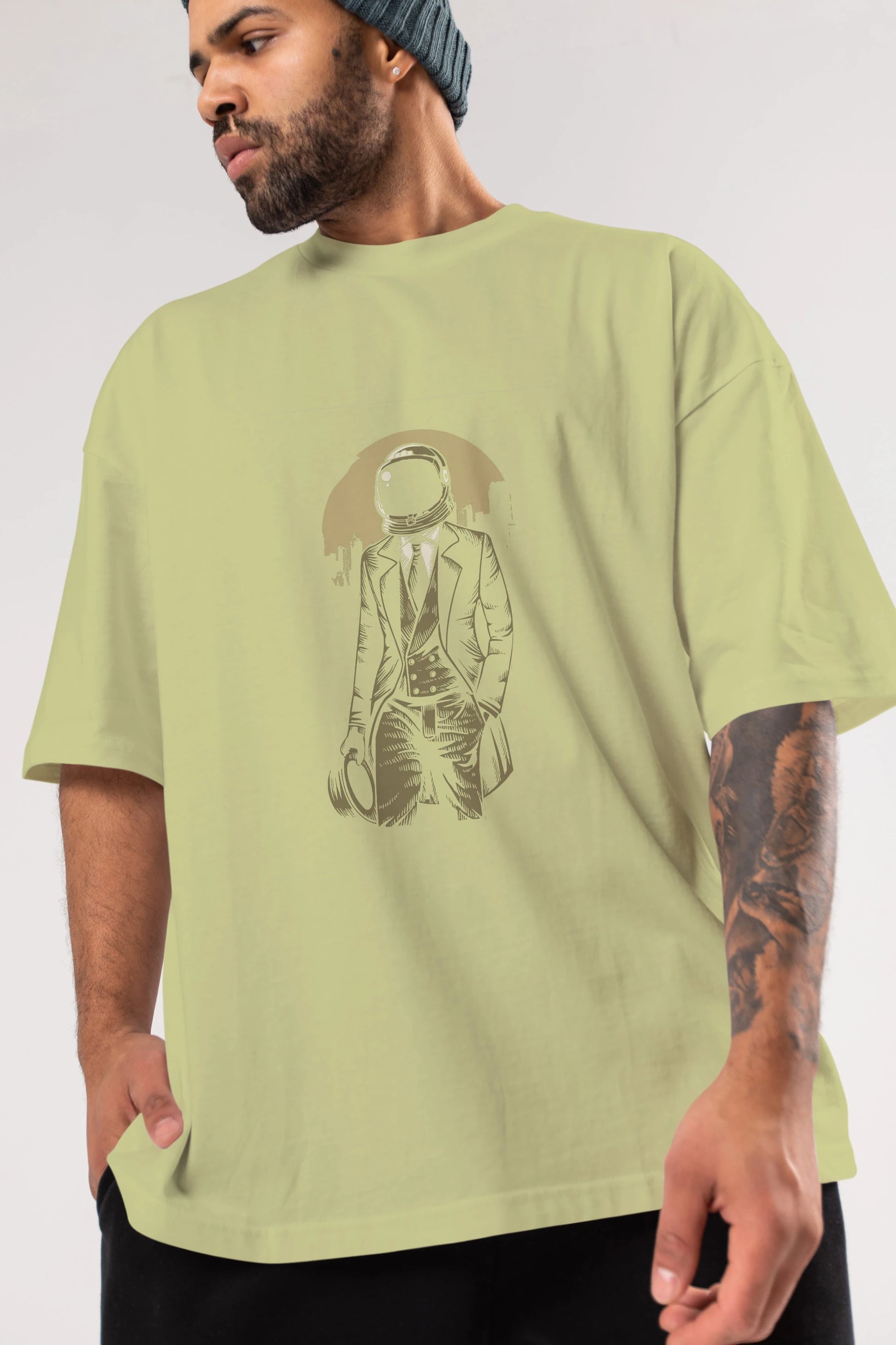Classic Astronaut Ön Baskılı Oversize t-shirt Erkek Kadın Unisex %100 Pamuk tişort